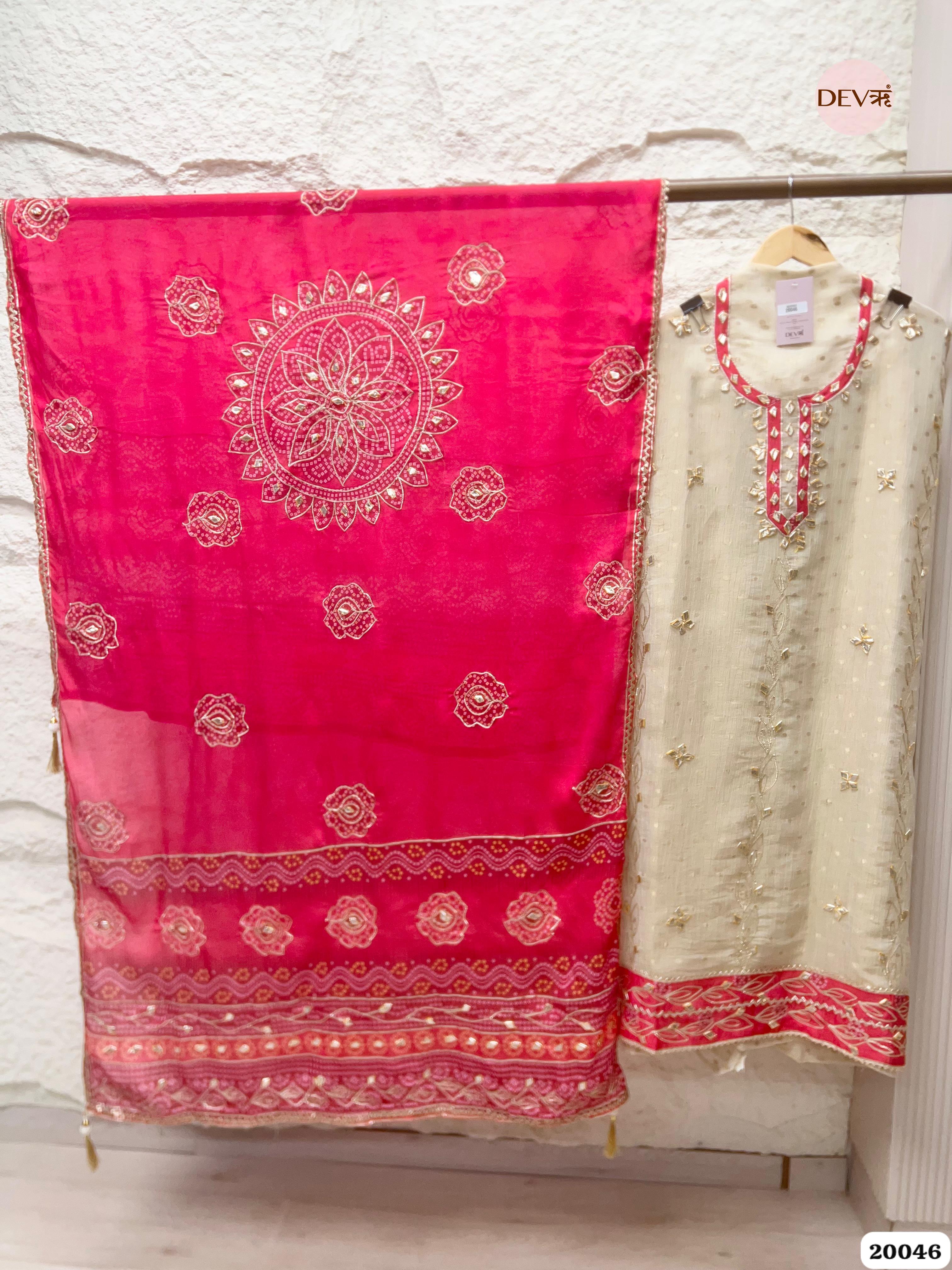 Ivory Pure Tissue Crush Embroidered Unstitched 3-Piece Suit (Devri – D.No . 20046)