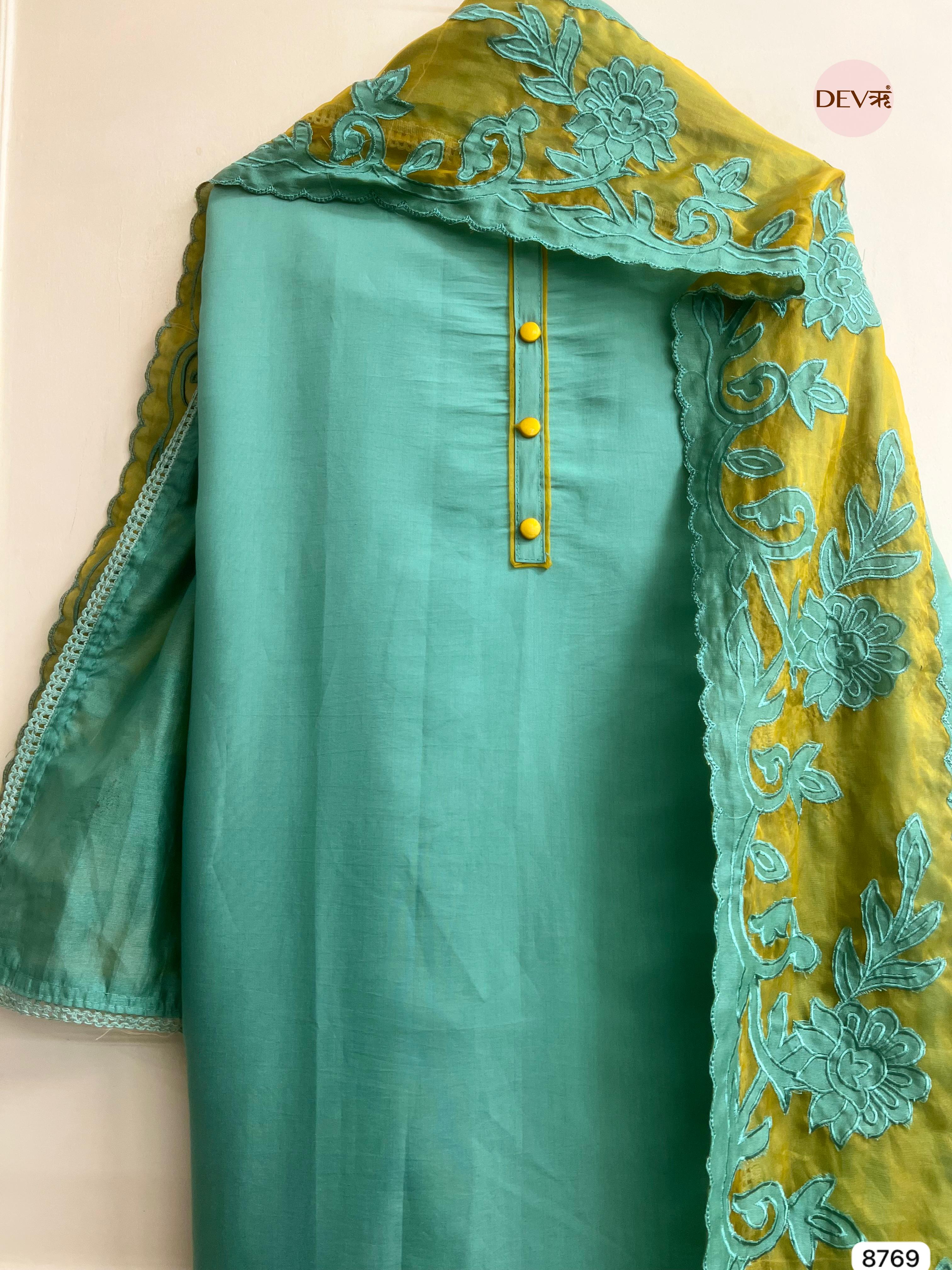 Seafoam Green Modal Silk Embroidered Unstitched 3-Piece Suit (Devri – D.No 8769)
