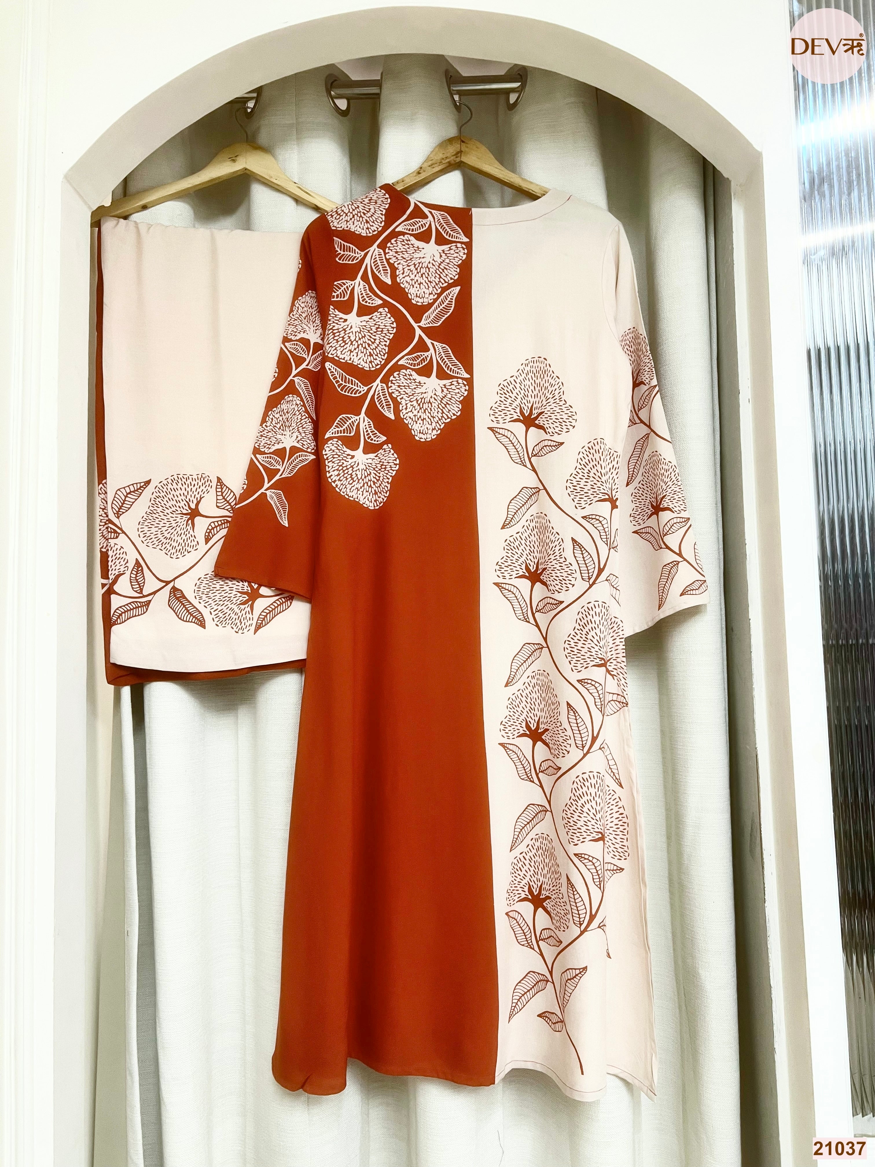 Vasanti German Reyon Printed Rust 2-Piece Set (Devri – D.No 21037)
