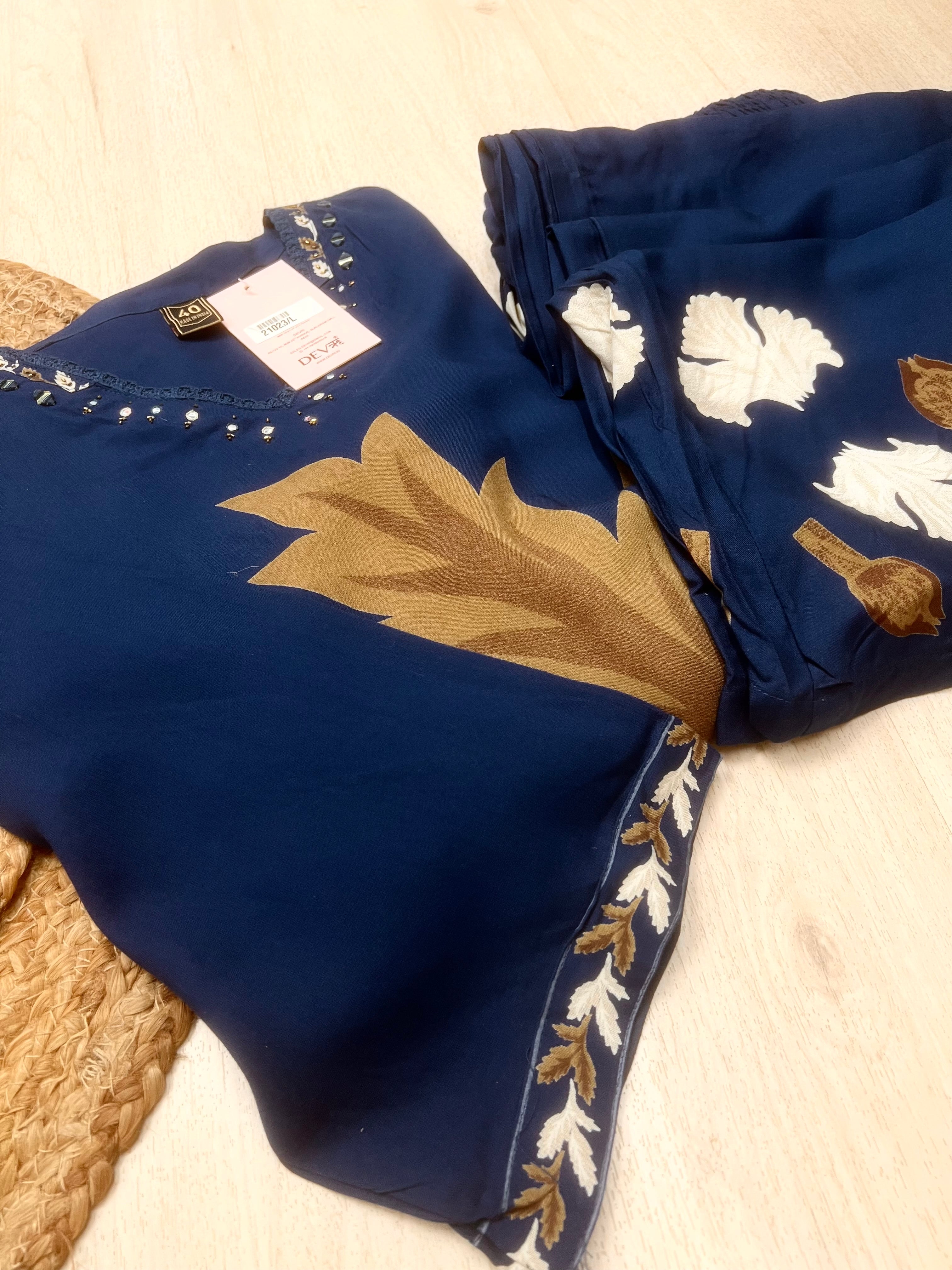 Vasanta German Reyon Printed Blue 2-Piece Set (Devri – D.No 21023)