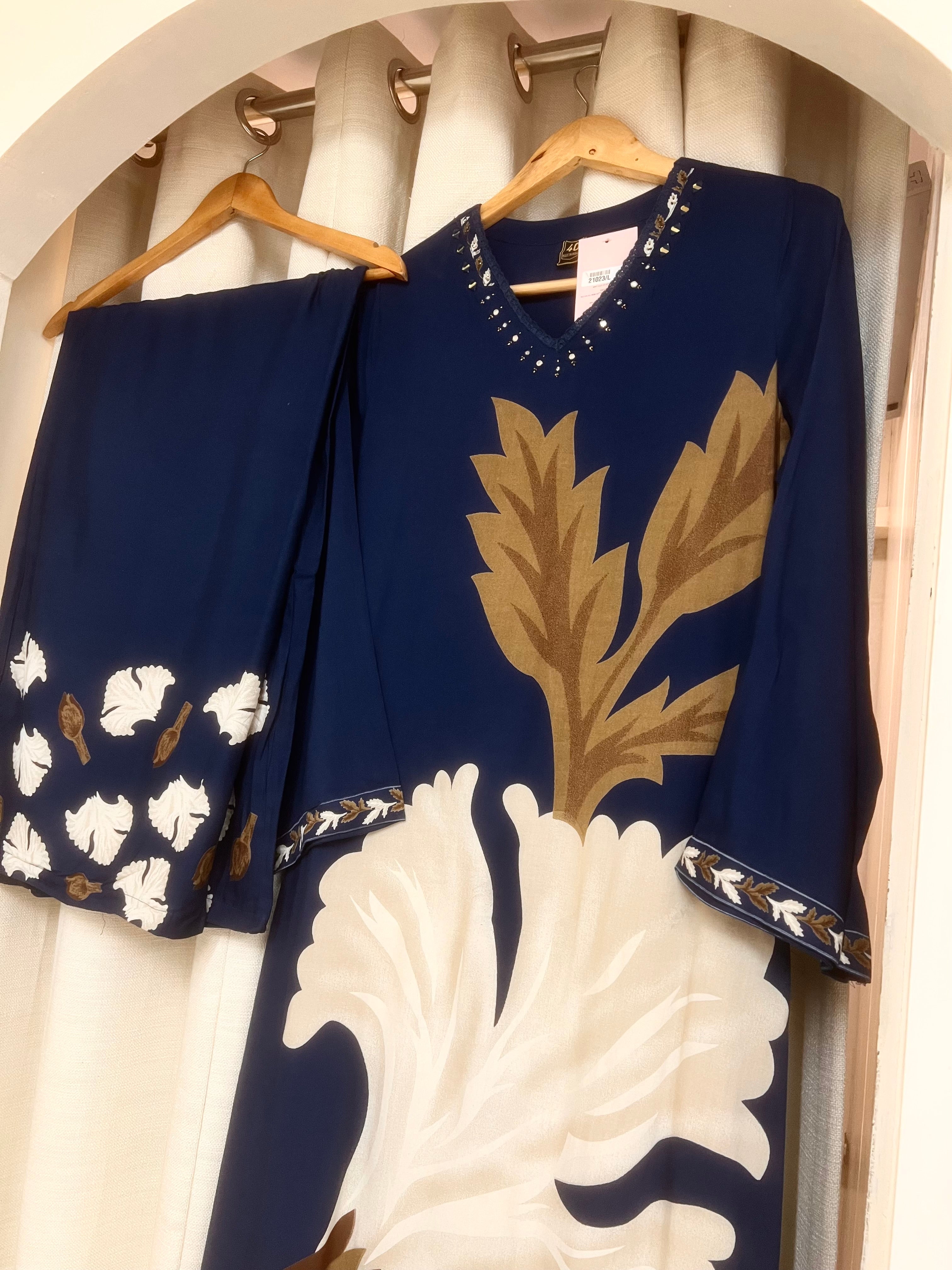 Vasanta German Reyon Printed Blue 2-Piece Set (Devri – D.No 21023)