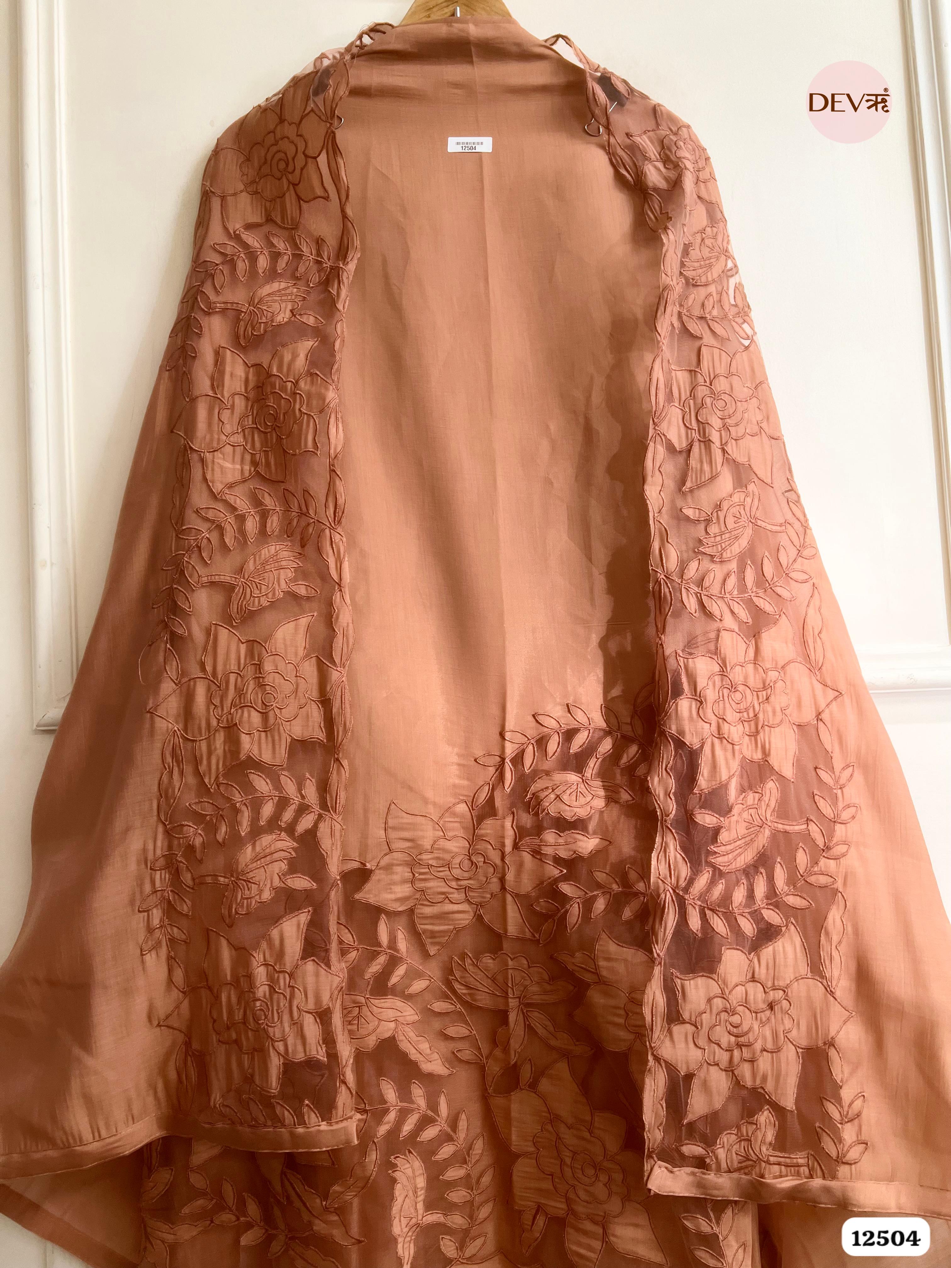 Copper Modal Silk Embroidered Unstitched 3-Piece Suit (Devri – D.No.12504)