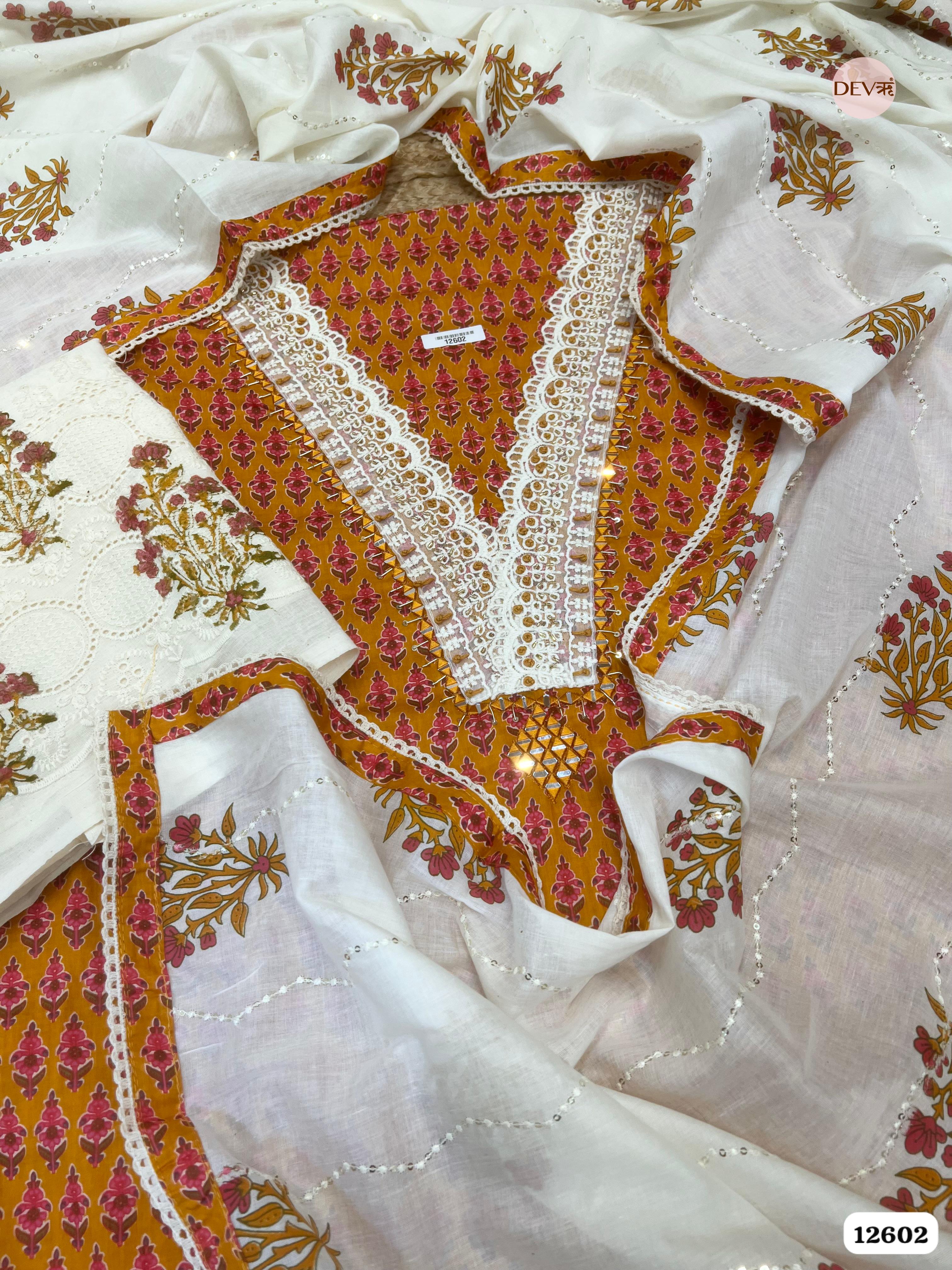 Deep orange Cotton Printed Unstitched 3-Piece Suit (Devri – D.No 12602)