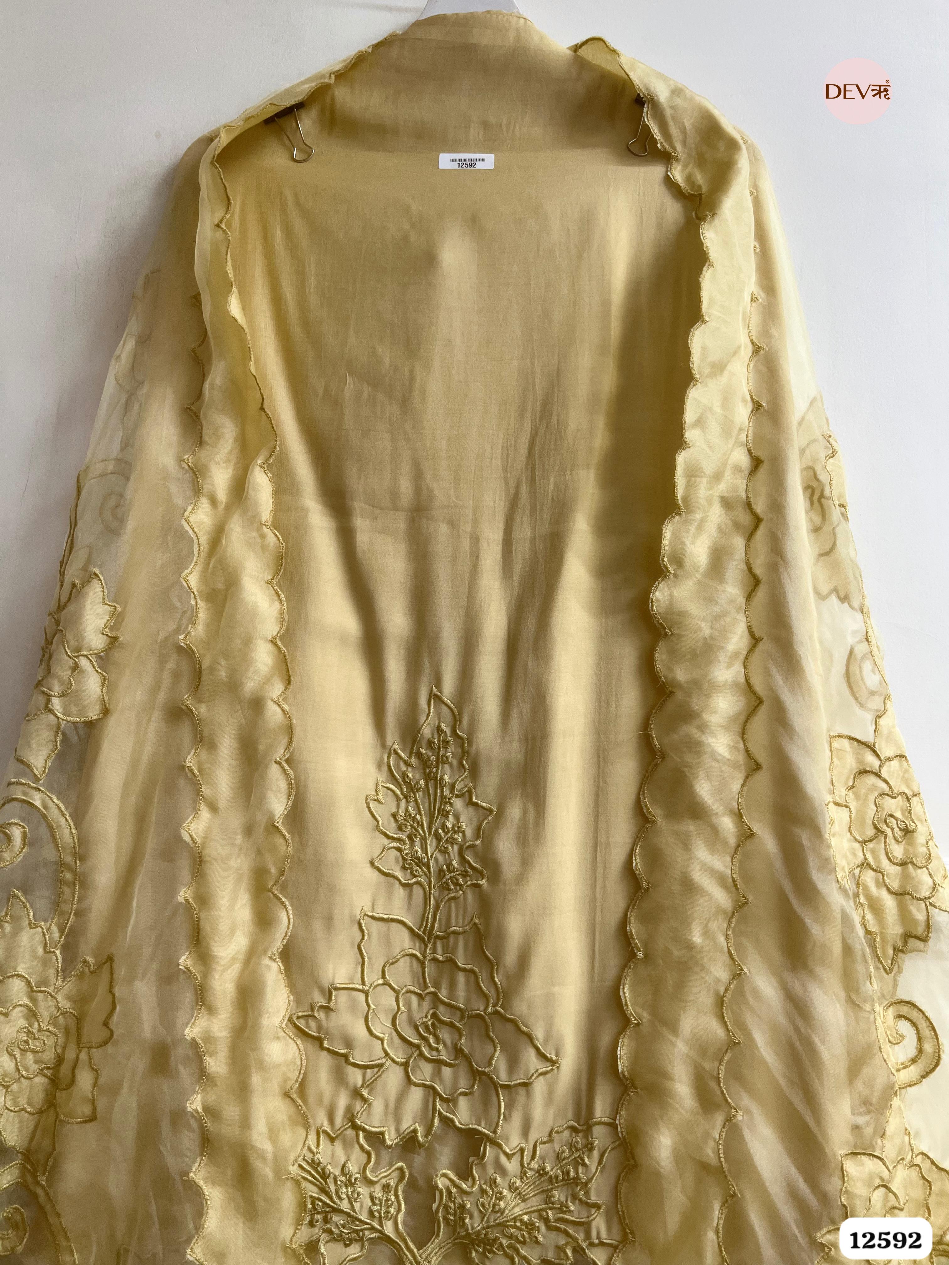 Yellow Modal Silk Embroidered Unstitched 3-Piece Suit (Devri – D.No 12592)