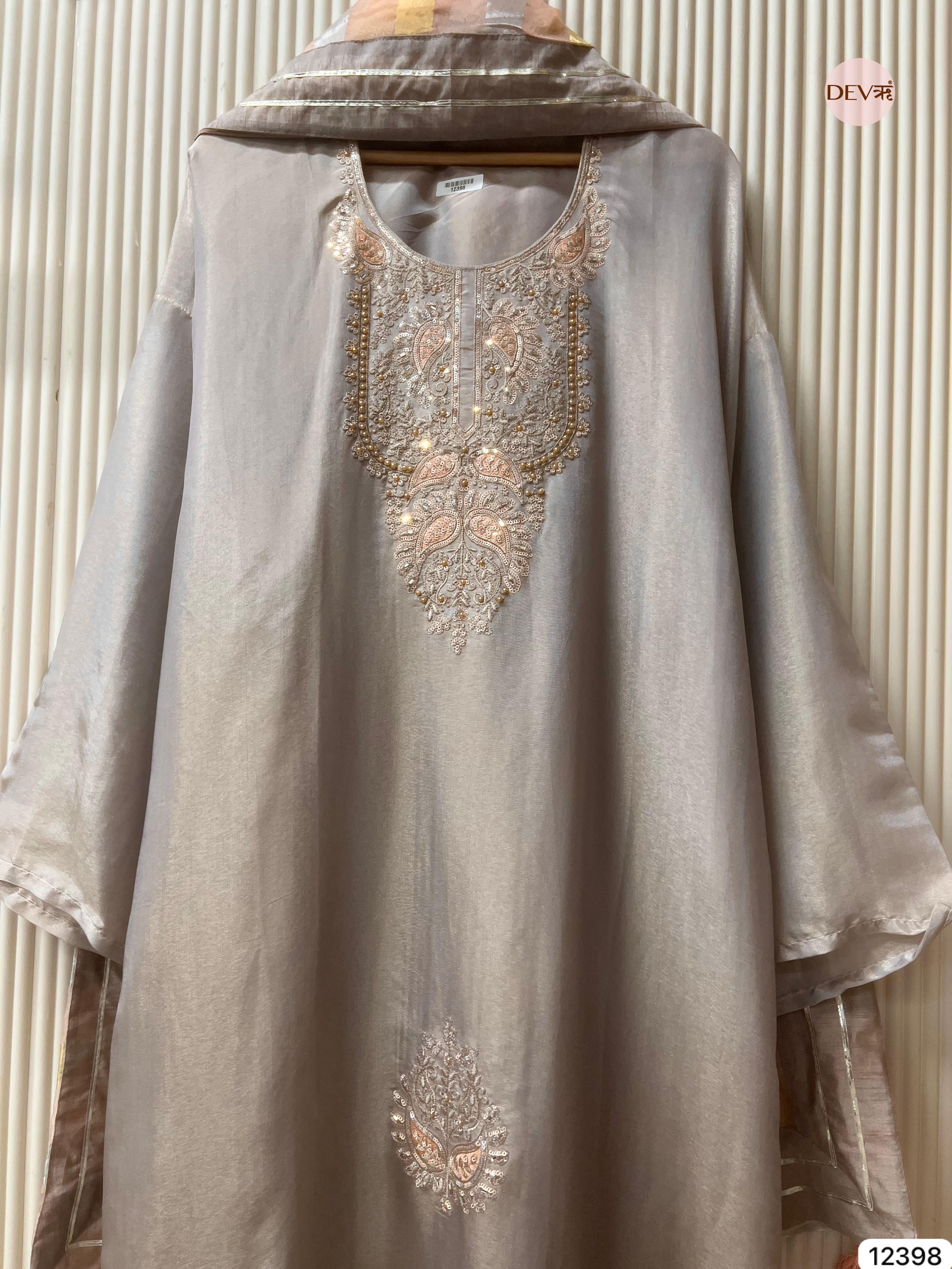 Mauve Shimmer Silk Embroidered Unstitched 3-Piece Suit (Devri – D.No 12398)
