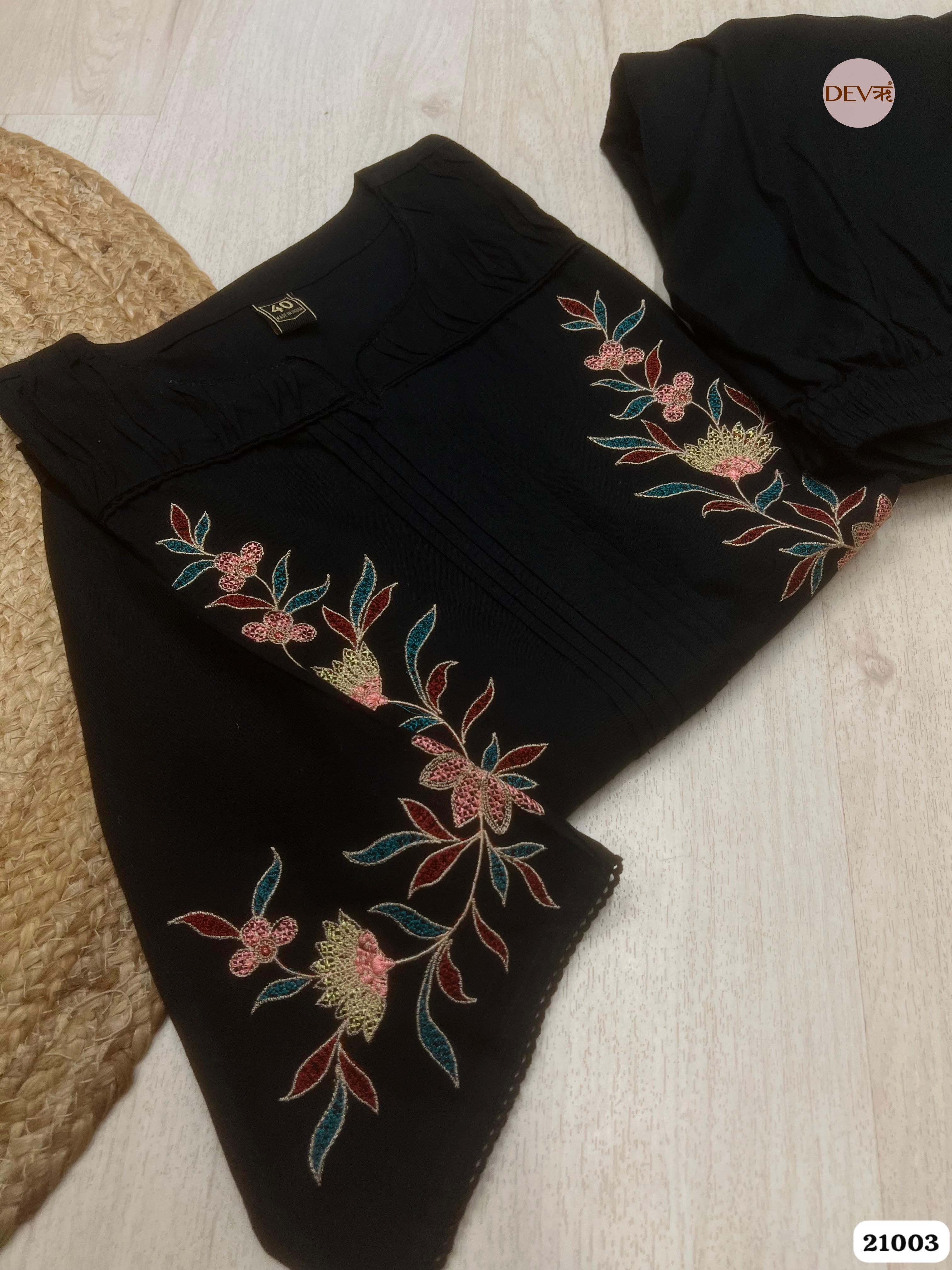 Advika Cotton Embroidered Black 2-Piece Set (Devri – D.No 21003)