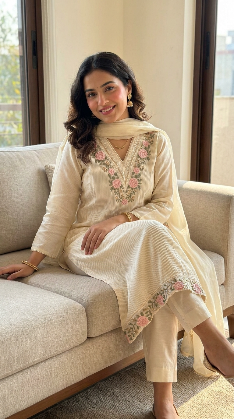 Noor-e-Mehr Tissue Silk Embroidered Blush 3-Piece Set (Devri – D.No 2040)
