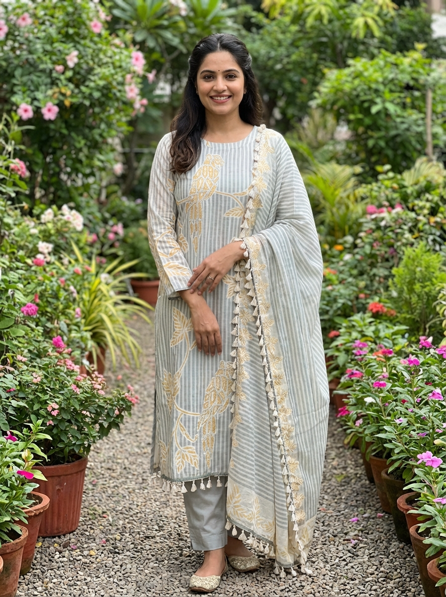 Grey Muslin Printed Unstitched 3-Piece Suit (Devri – D.No 13166)