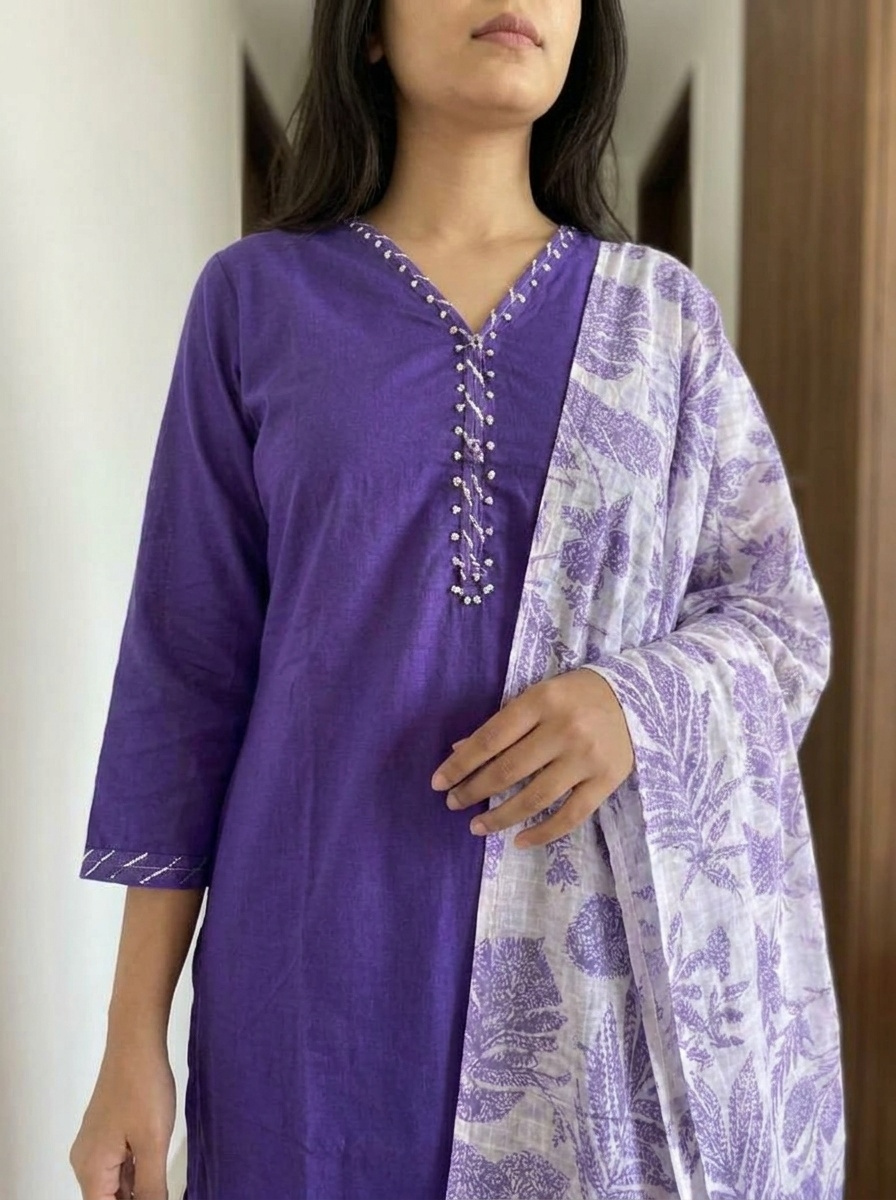 Amethyst Glow Cotton 3-Piece Set {1019}