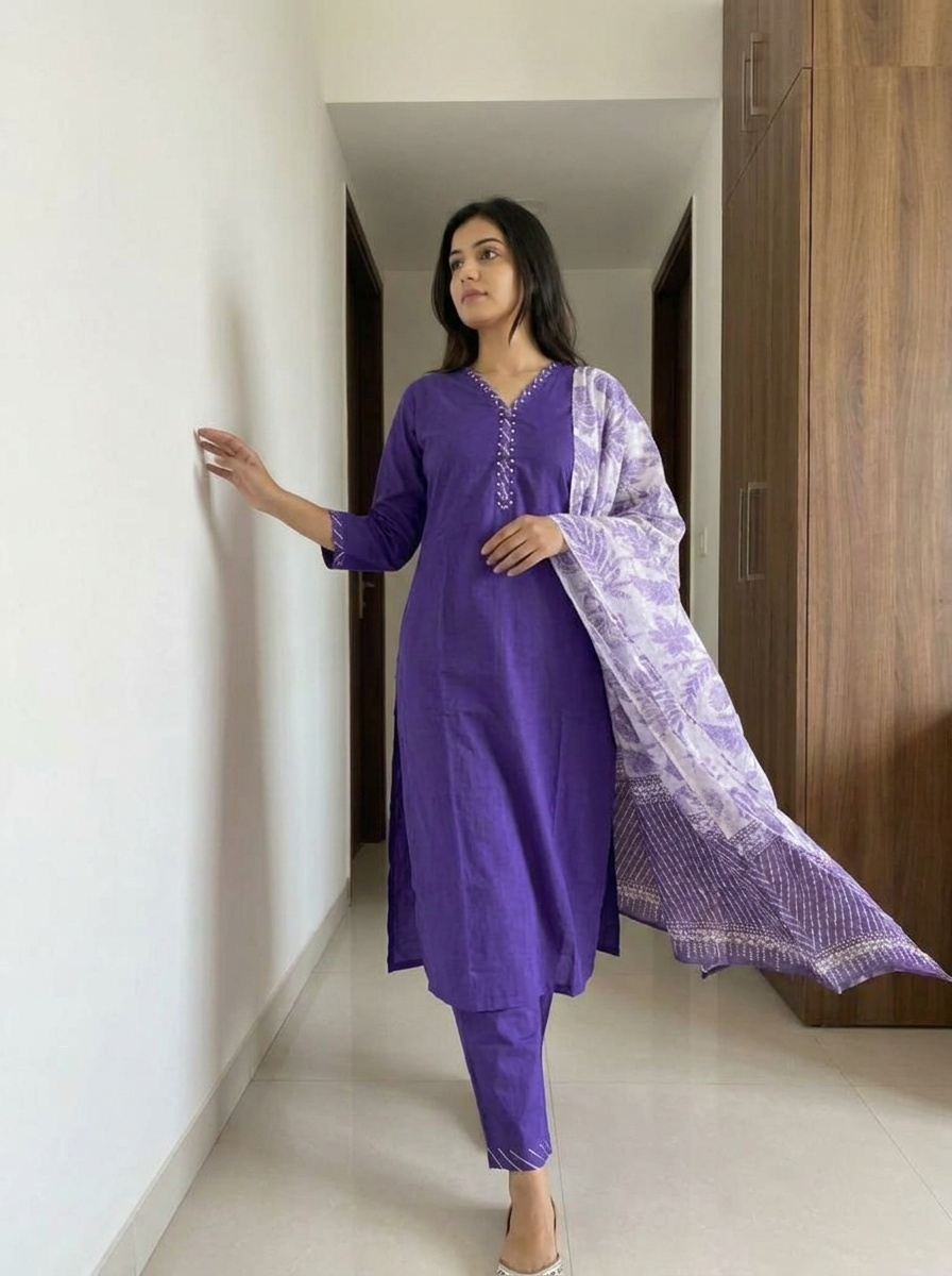 Amethyst Glow Cotton 3-Piece Set {1019}