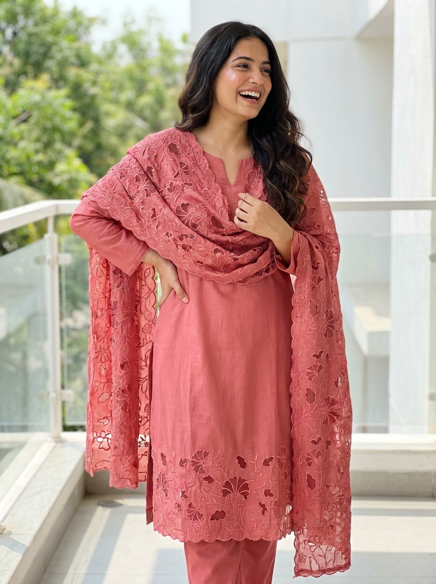 Pink Modal Silk Embroidered Unstitched 3-Piece Suit (Devri – D.No 7888)
