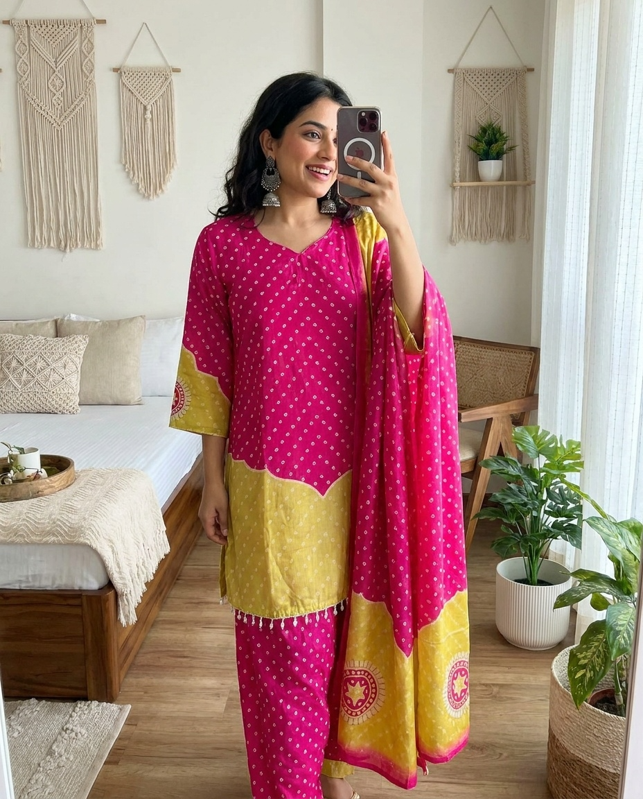 Gulnaar Pure muslin Printed Pink 3-Piece Set (Devri – D.No 13512)