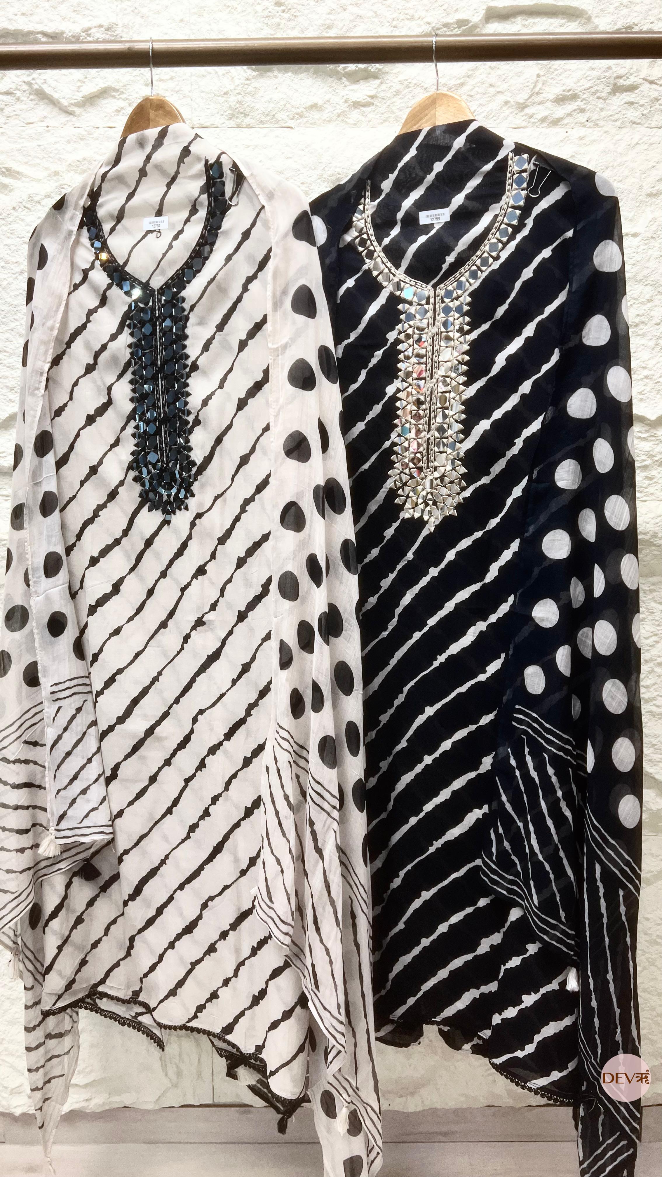 White Mul Chanderi Printed Unstitched 3-Piece Suit (Devri – D.No 12798)