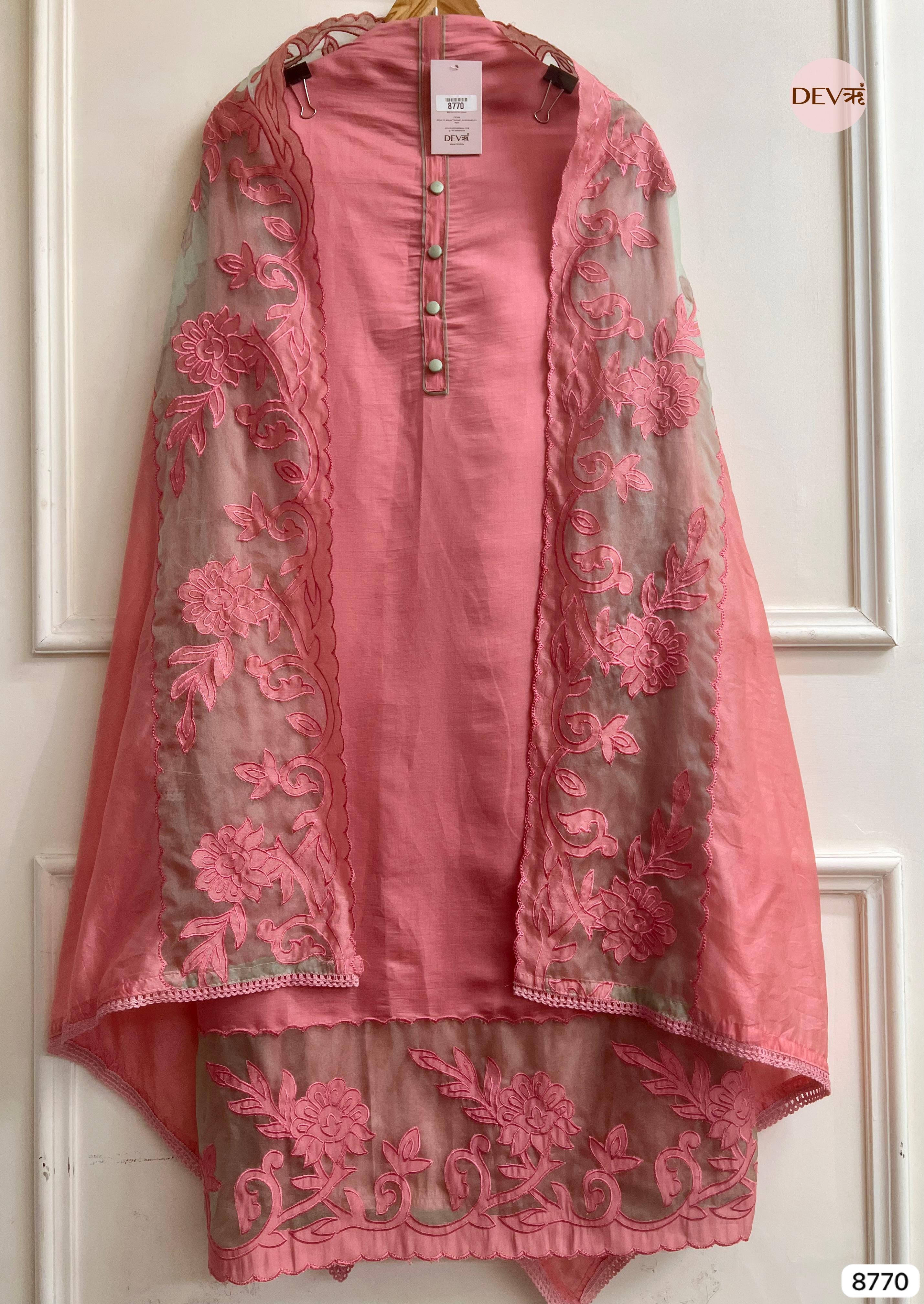 Pink Modal Silk Embroidered Unstitched 3-Piece Suit (Devri – D.No 8770)