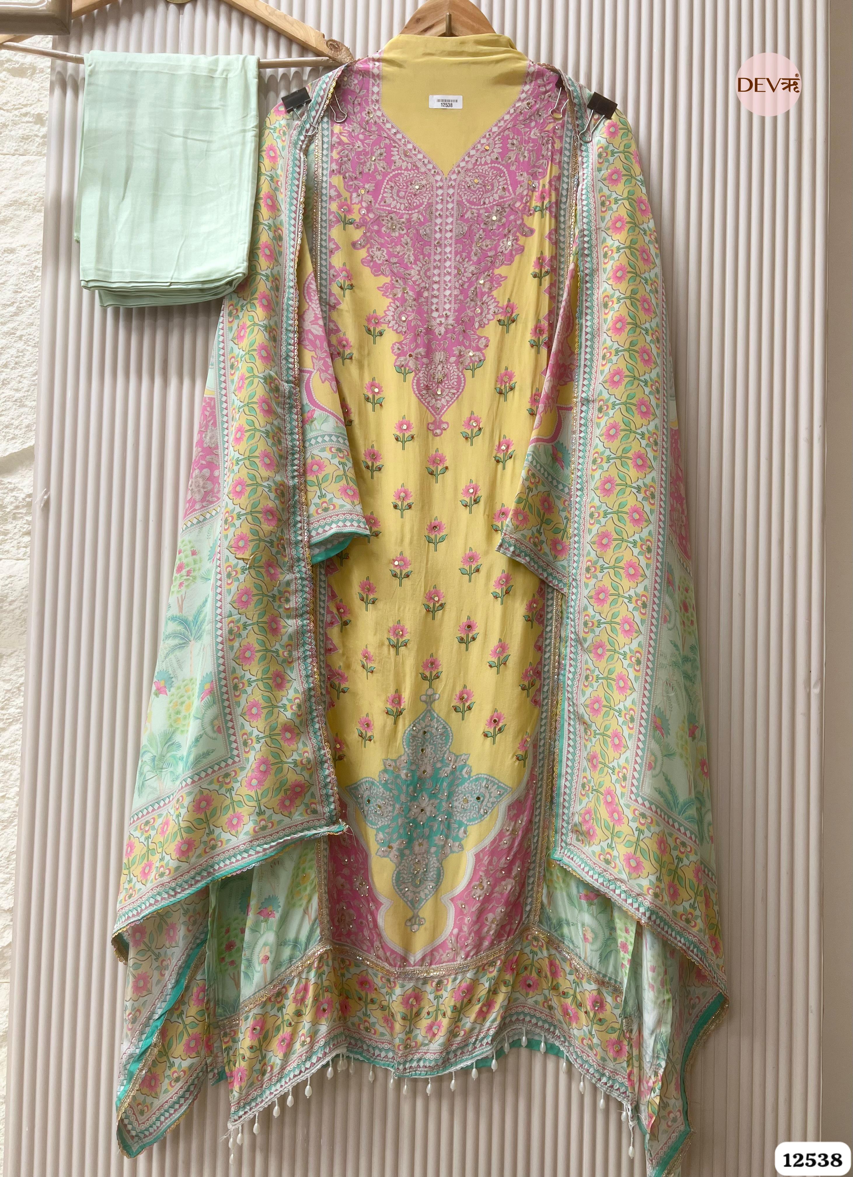 Taupe Muslin Digital Printed Unstitched 3-Piece Suit (Devri – D.No. 12538)
