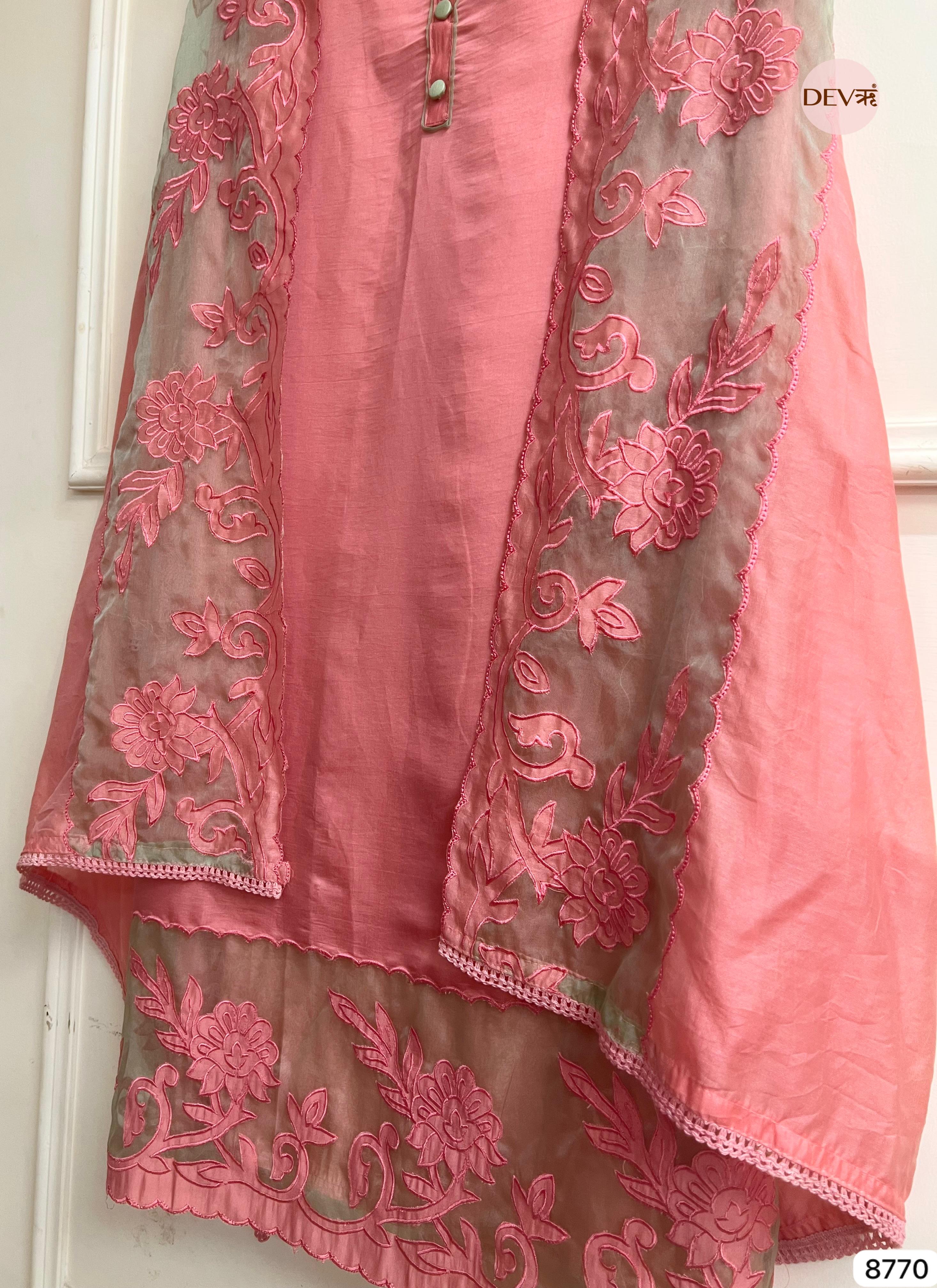 Pink Modal Silk Embroidered Unstitched 3-Piece Suit (Devri – D.No 8770)