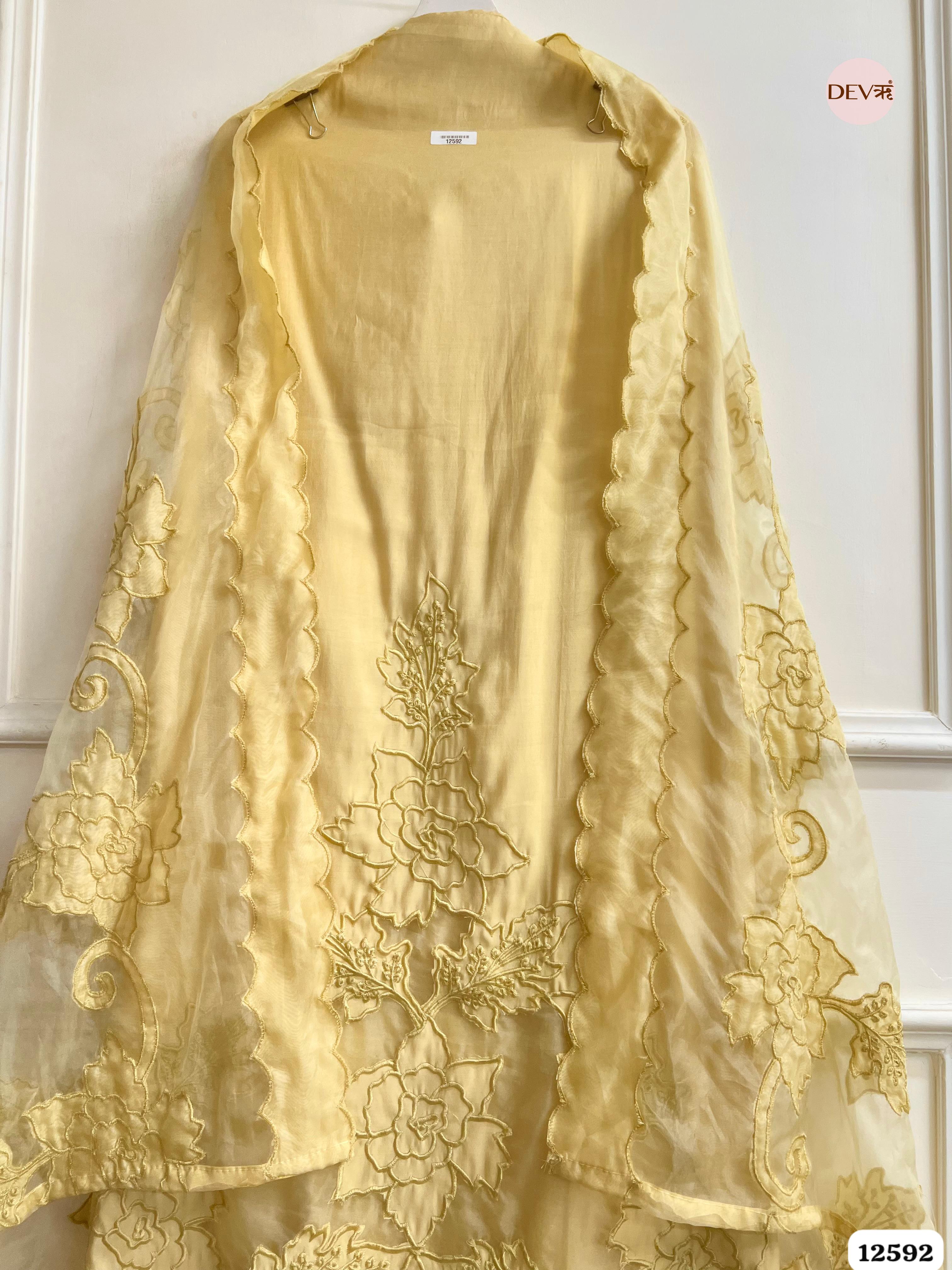 Yellow Modal Silk Embroidered Unstitched 3-Piece Suit (Devri – D.No 12592)