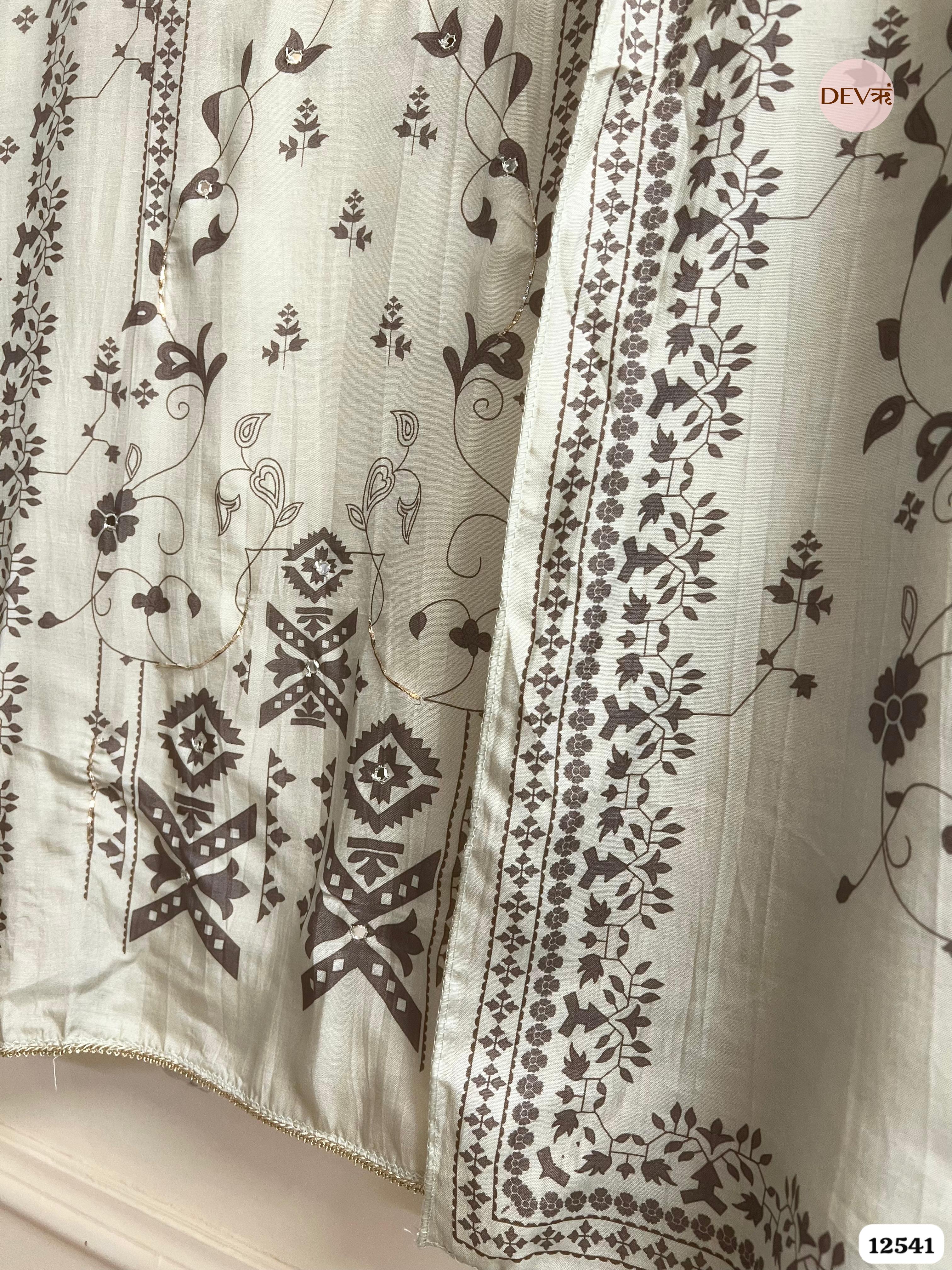 mint green Muslin Digital Printed Unstitched 3-Piece Suit (Devri – D.No. 12541)