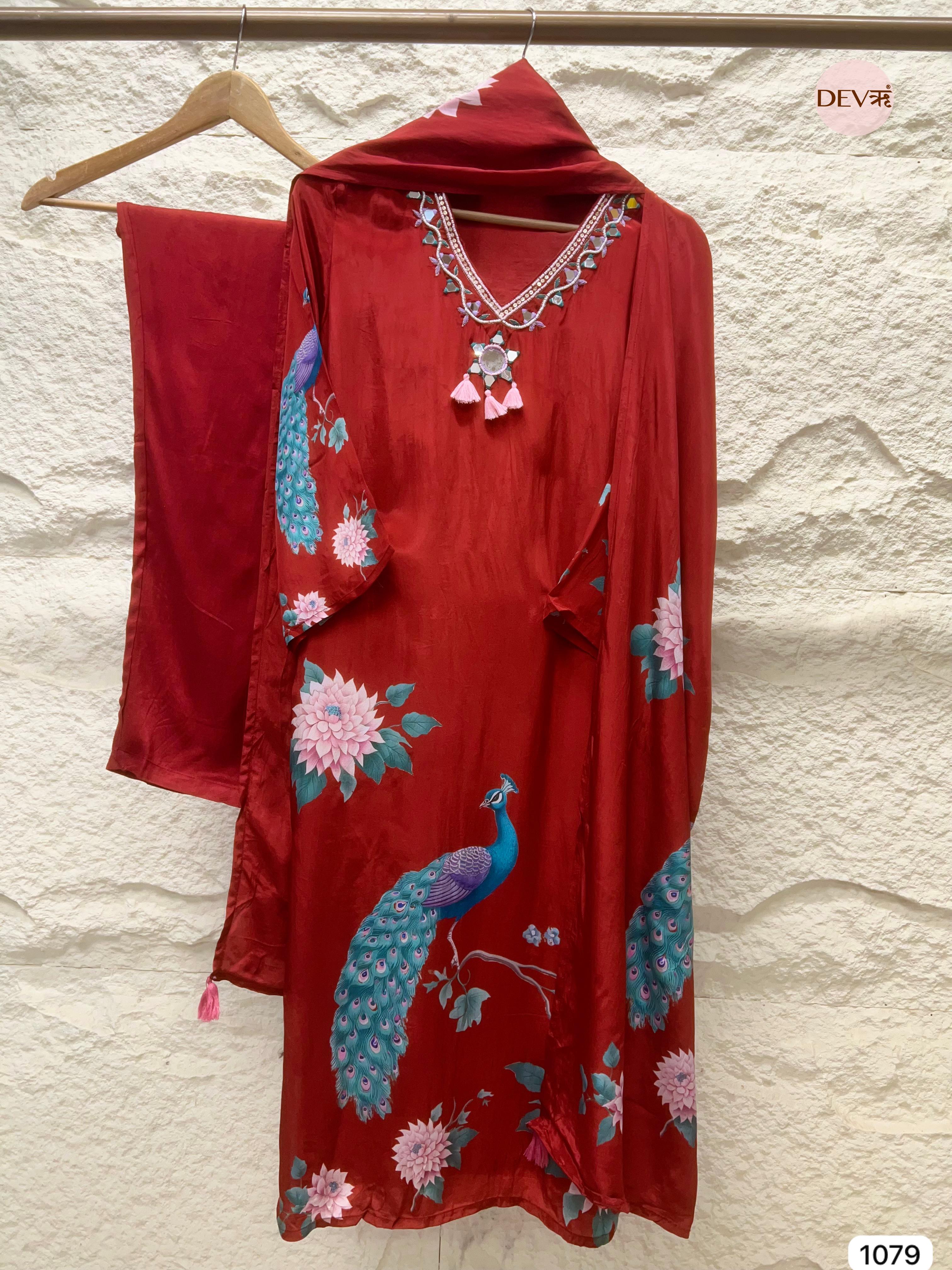 Noor Natural Crepe Printed 3-Piece Set (Devri – D.No 1079)