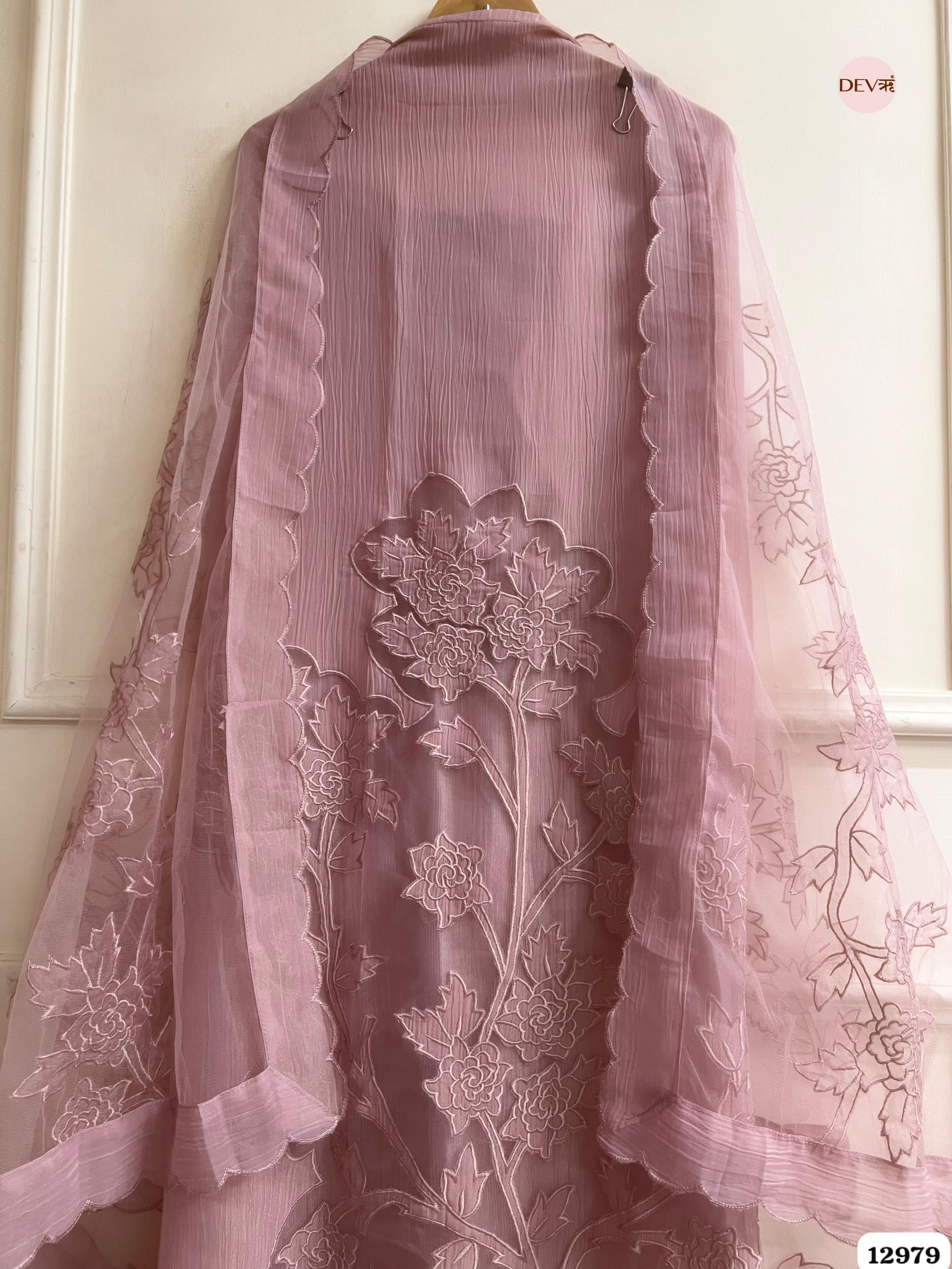 Mauve Tissue Crush Embroidered Unstitched 3-Piece Suit (Devri – D.No 12979)