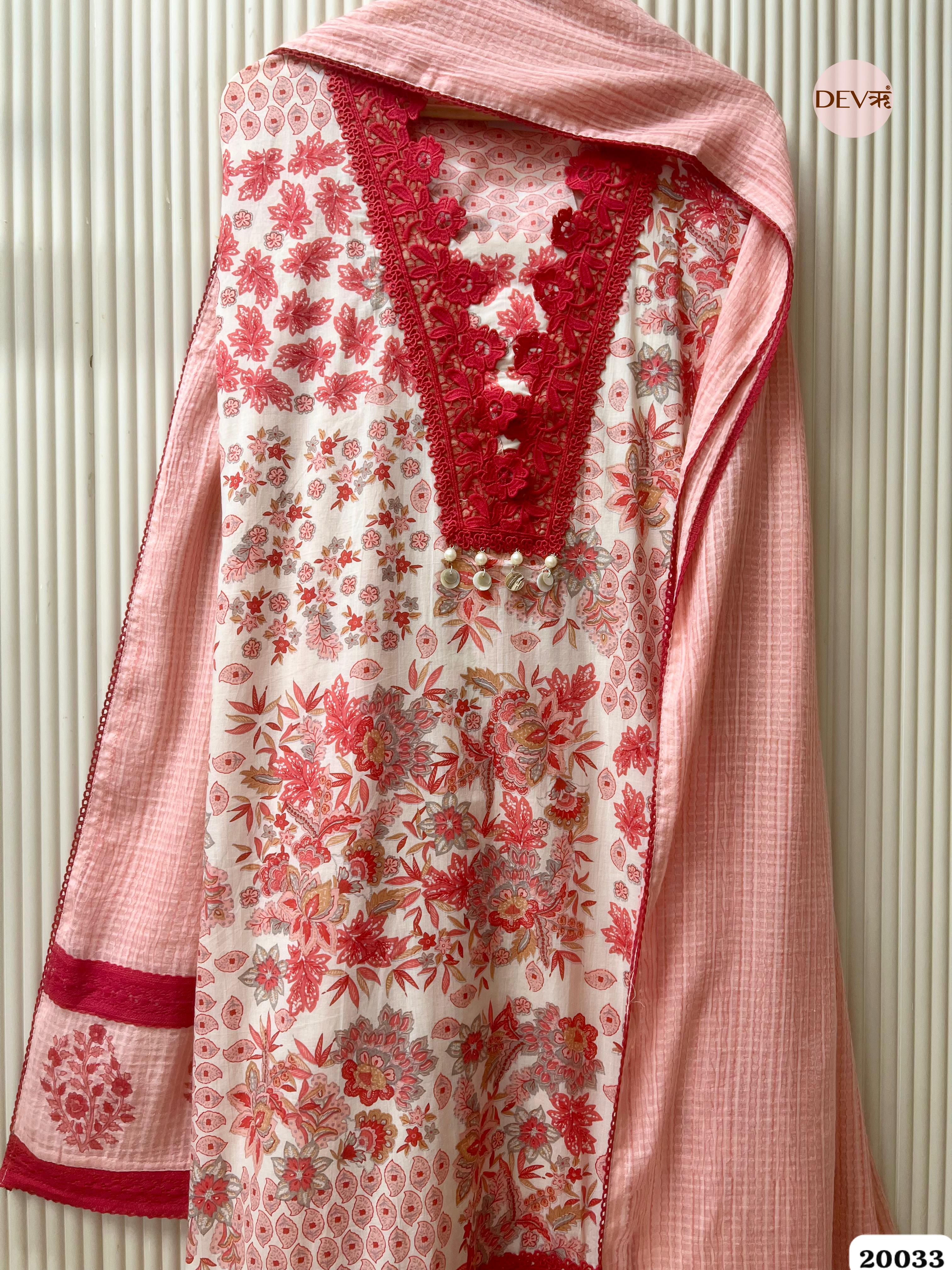 Blush Pink Pure Cotton Embroidered Unstitched 3-Piece Suit (Devri – D.No. 20033 )