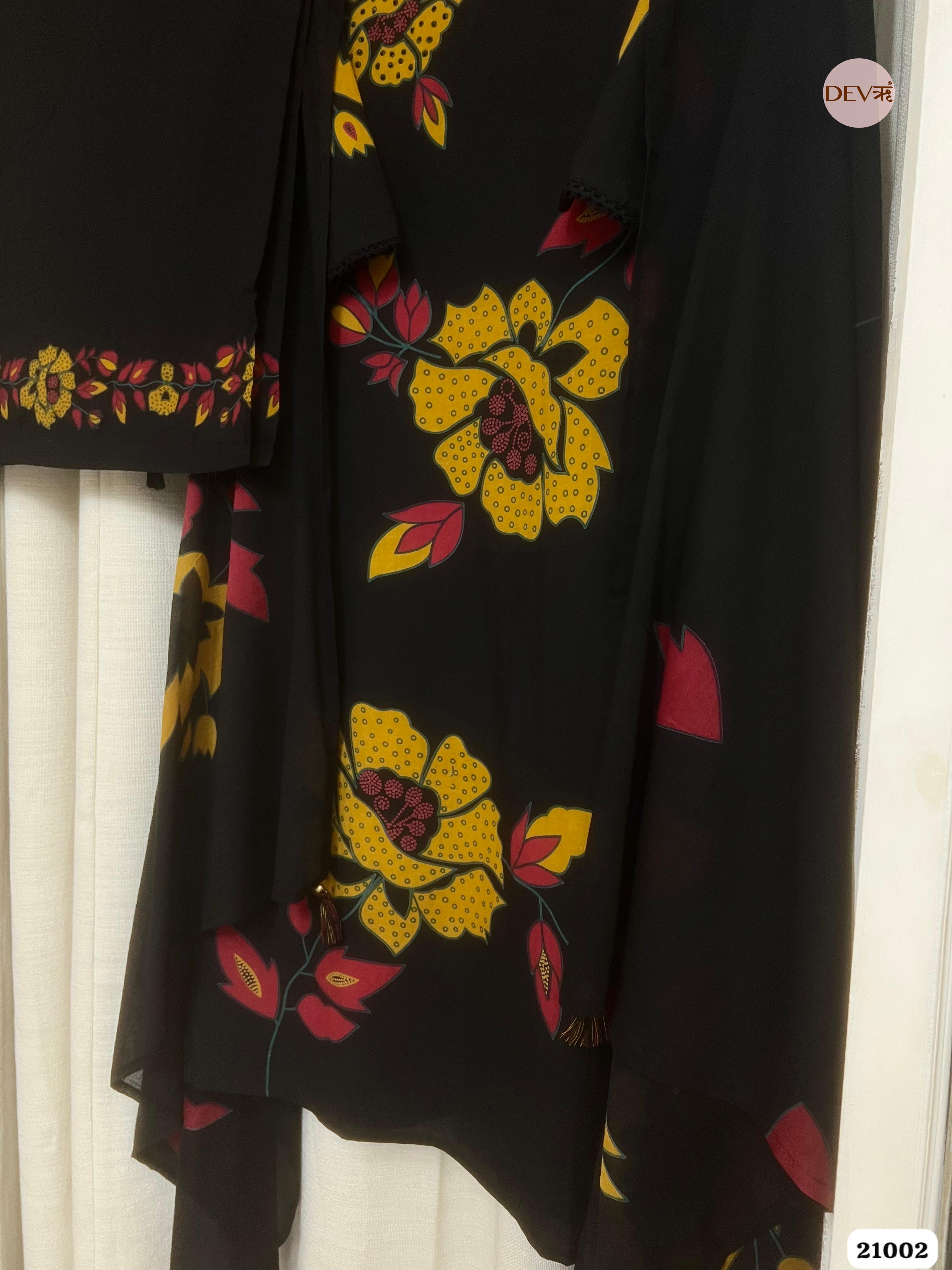 Ananya Cotton Printed Black 3-Piece Set (Devri – D.No 21002)
