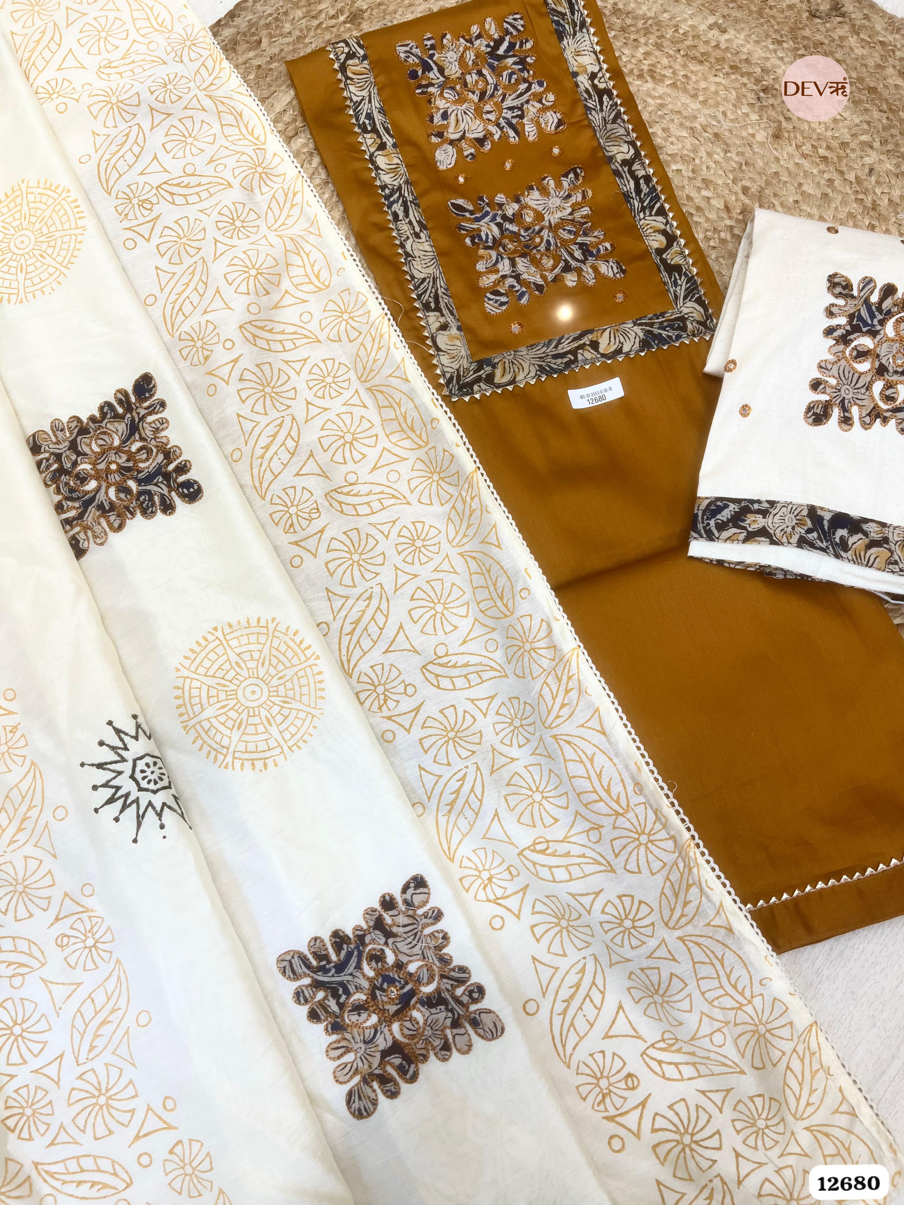 Mustard Jam Cotton Embroidered Unstitched 3-Piece Suit (Devri – D.No 12680)