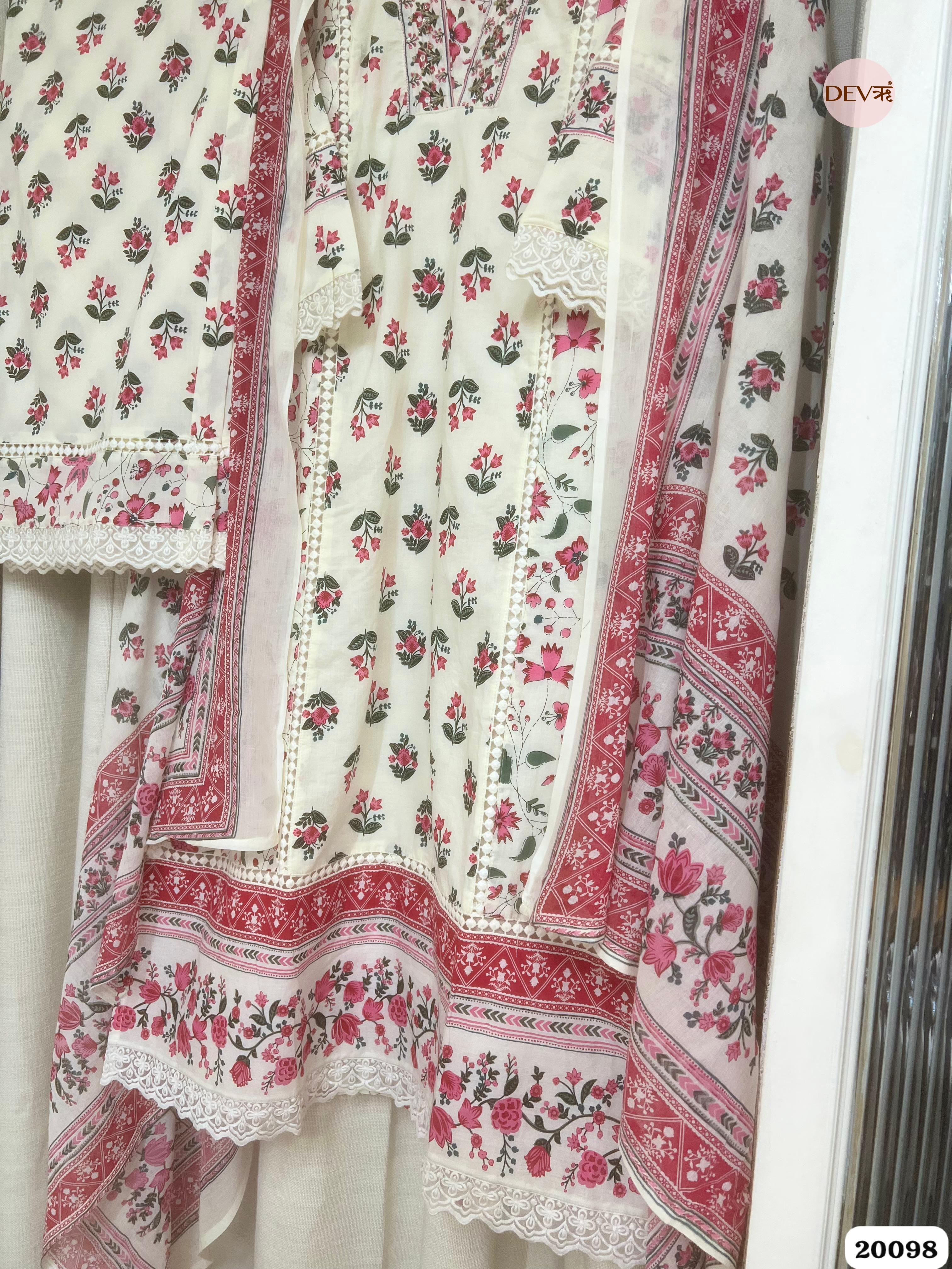 Advika Cotton Printed Ivory 3-Piece Set (Devri – D.No 20098)
