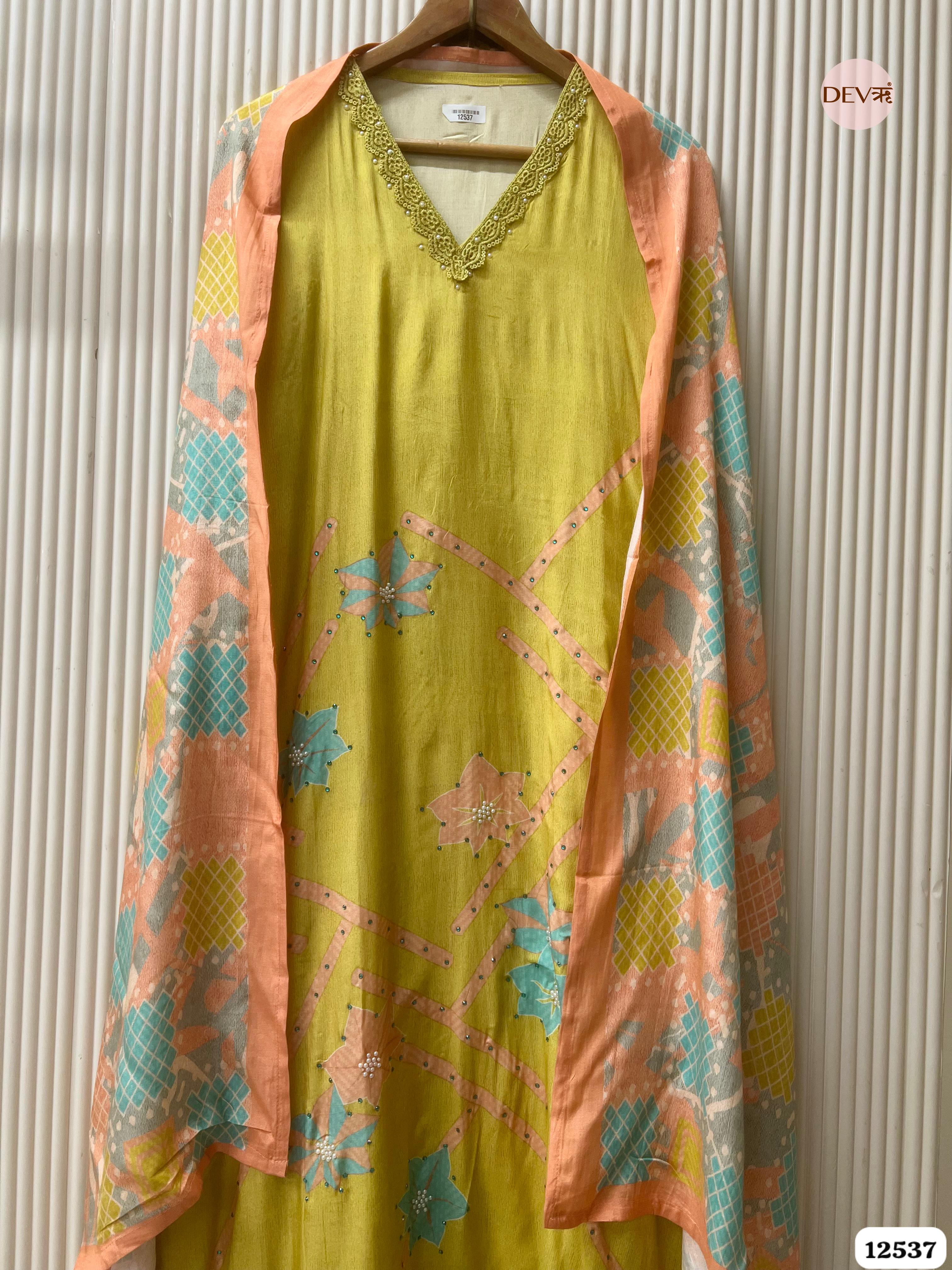 Sage Green Muslin Digital Printed Unstitched 3-Piece Suit (Devri – D.No. 12537)