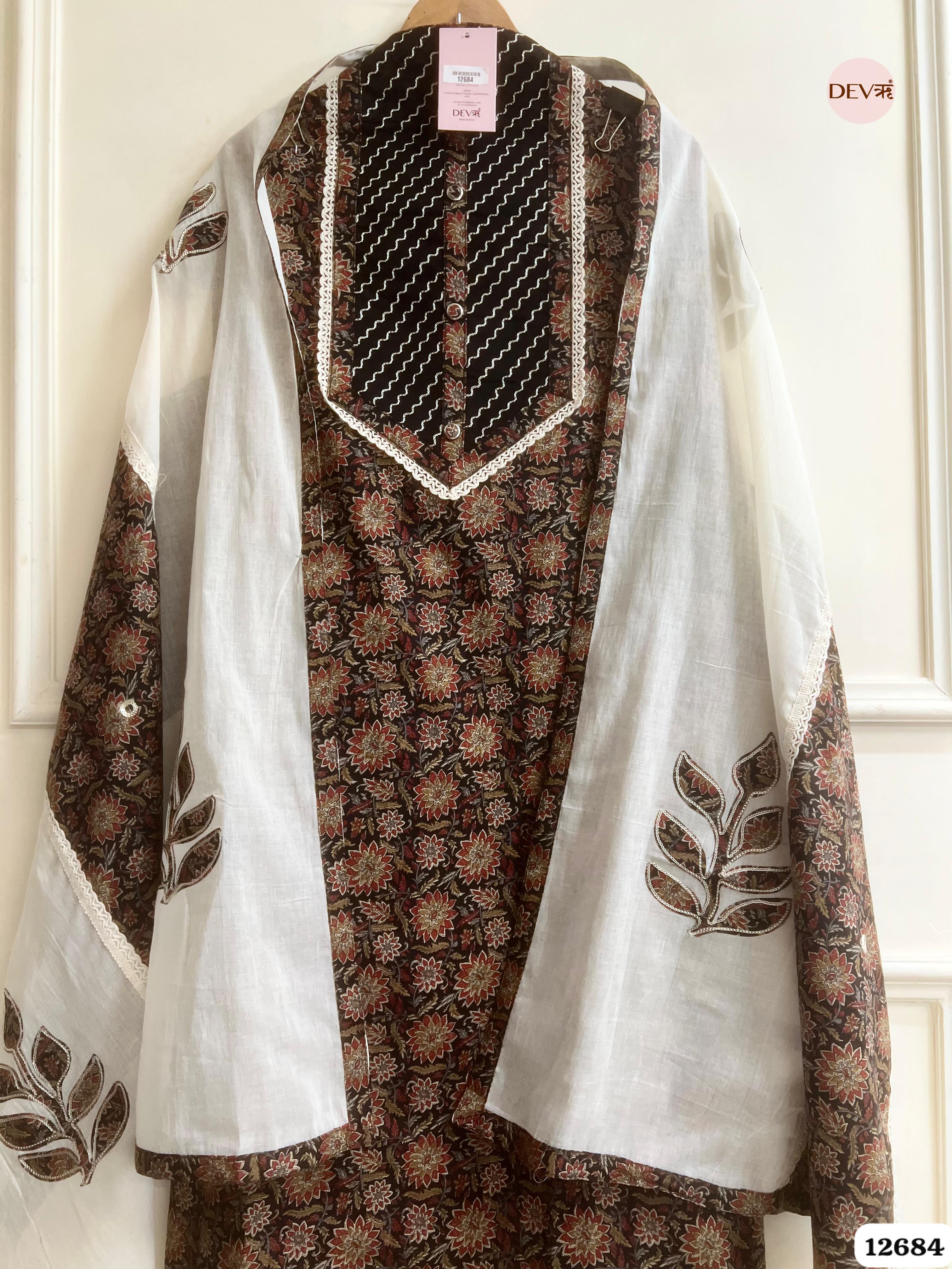 Multicolor Cotton Printed Unstitched 3-Piece Suit (Devri – D.No 12684)