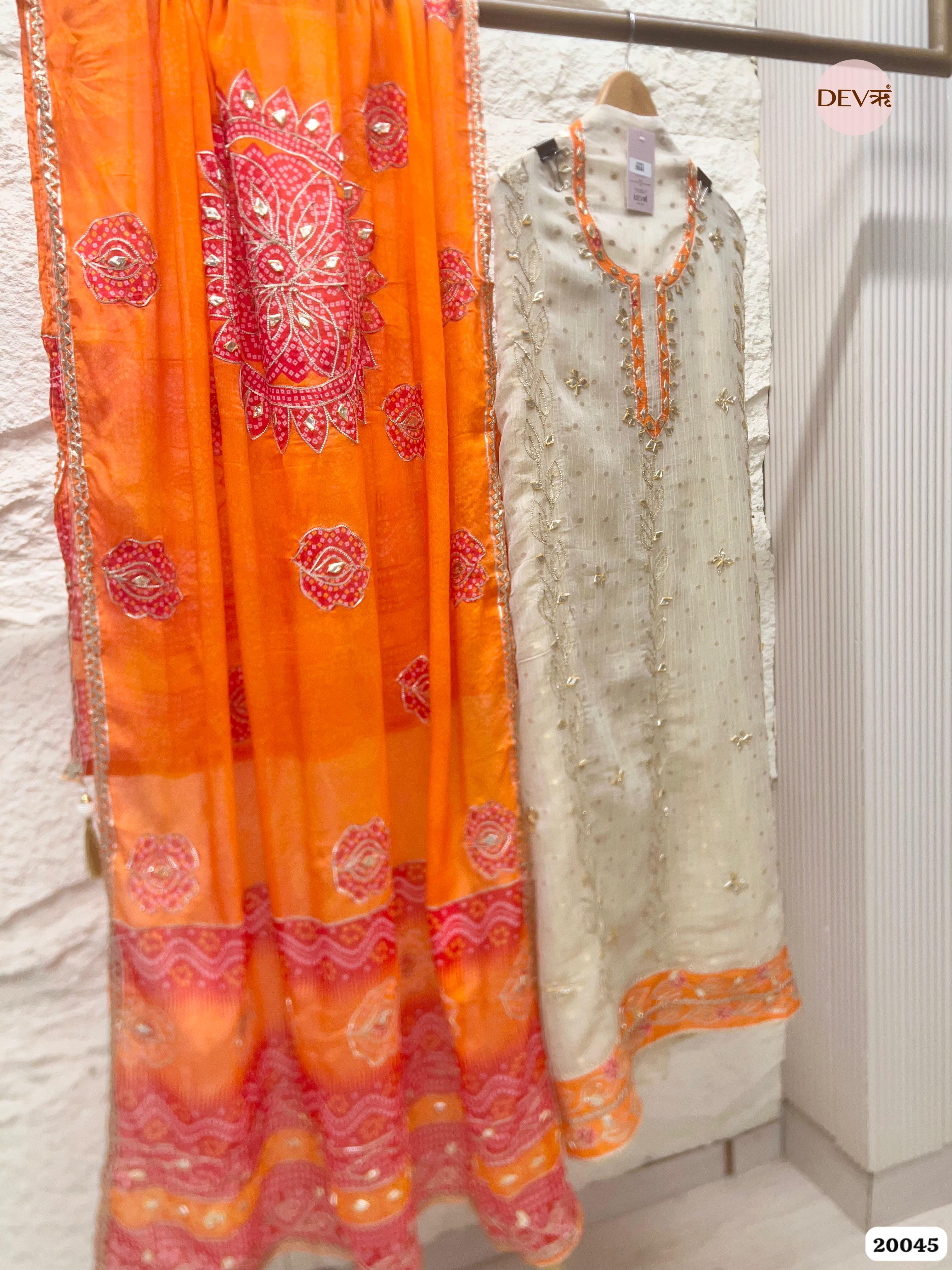 Ivory Pure Tissue Crush Embroidered Unstitched 3-Piece Suit (Devri – D.No . 20045)