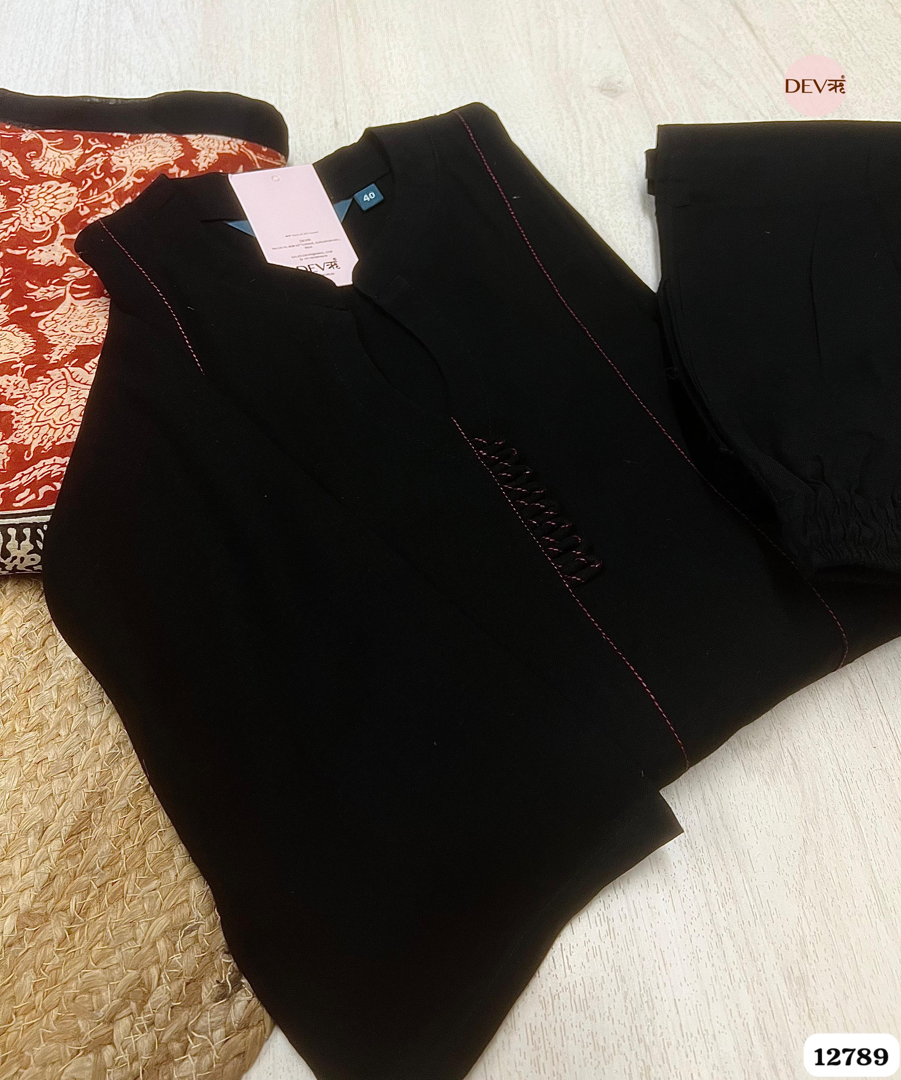 Zoya Cotton Printed Black 3-Piece Set (Devri – D.No 12789)