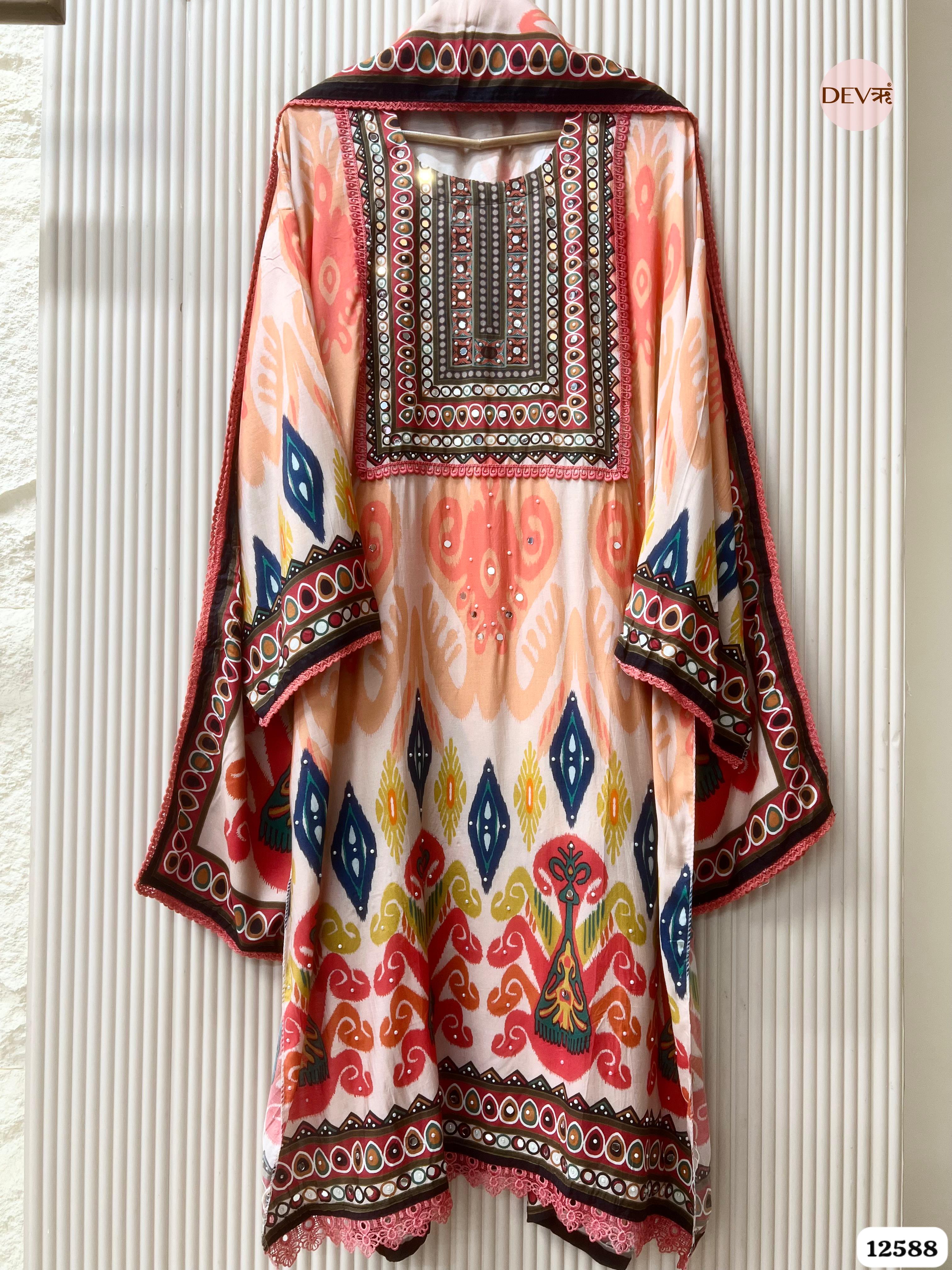 Multi-Colour Muslin Printed Unstitched 3-Piece Suit (Devri – D.No 12588)