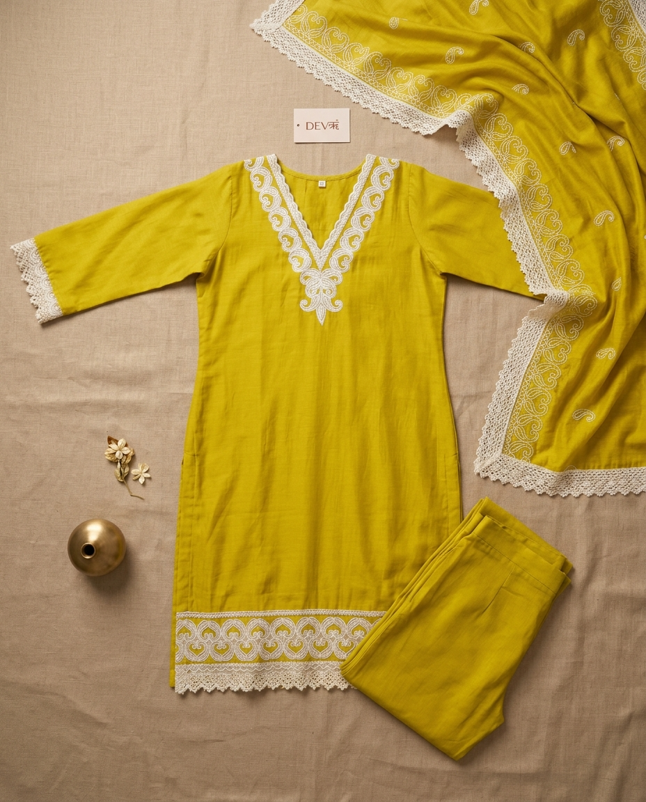 Gulzar Soft Silk Embroidered Mustard 3-Piece Set (Devri – D.No 2024)