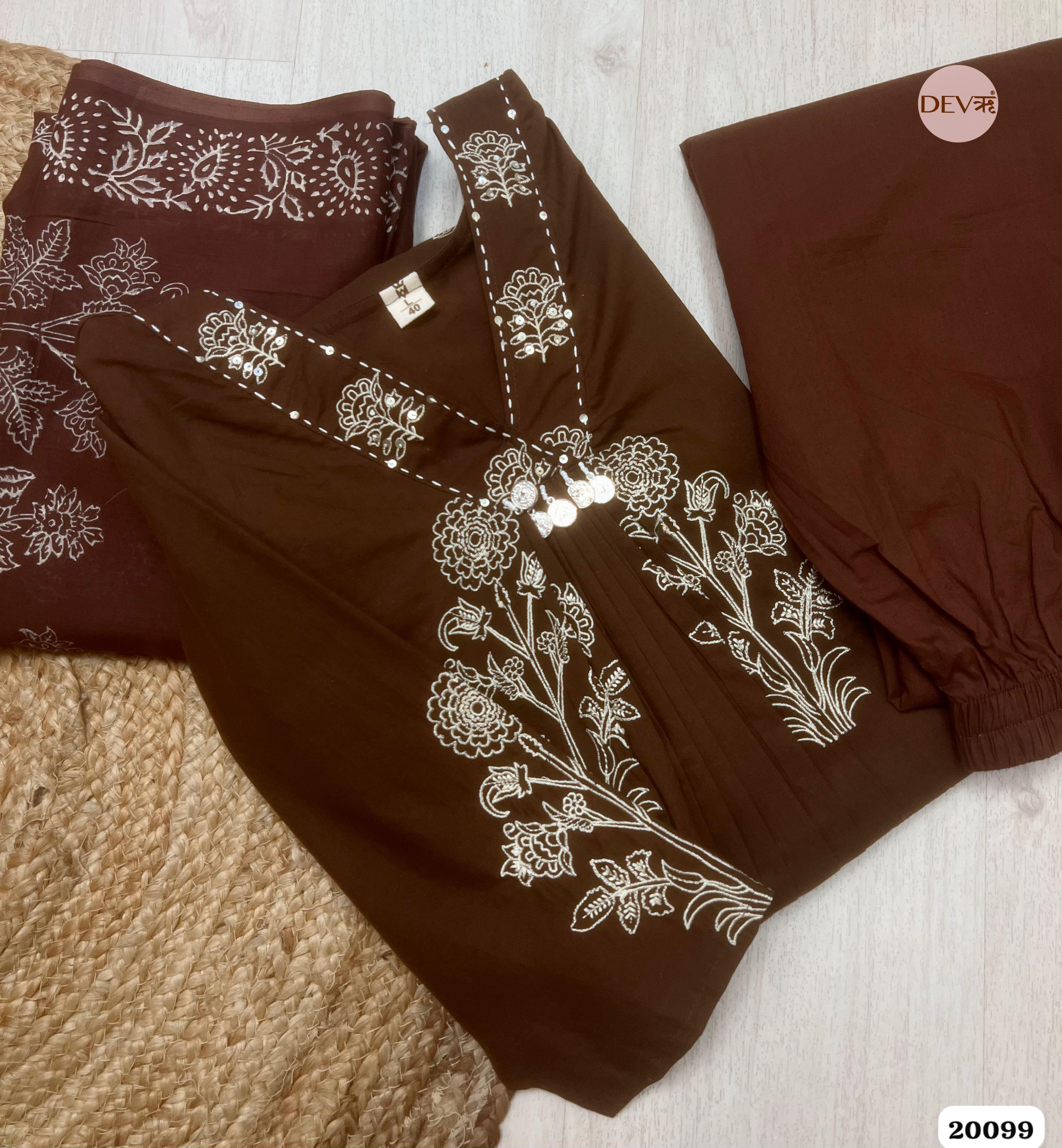 Aavya Cotton brown 3-Piece Set (D.No 20099)