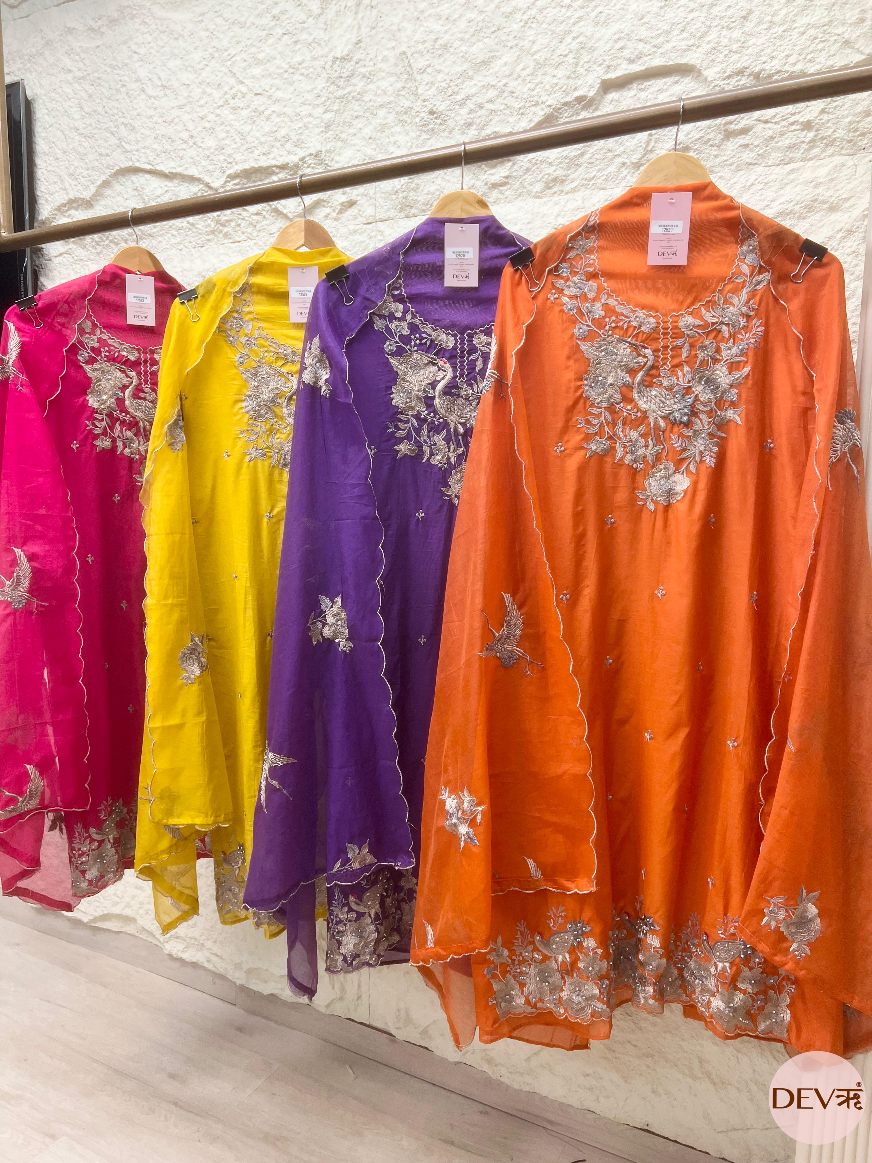 Deep Pink Pure Mul Chanderi Embroidered Unstitched 3-Piece Suit (Devri – D.No .12523)