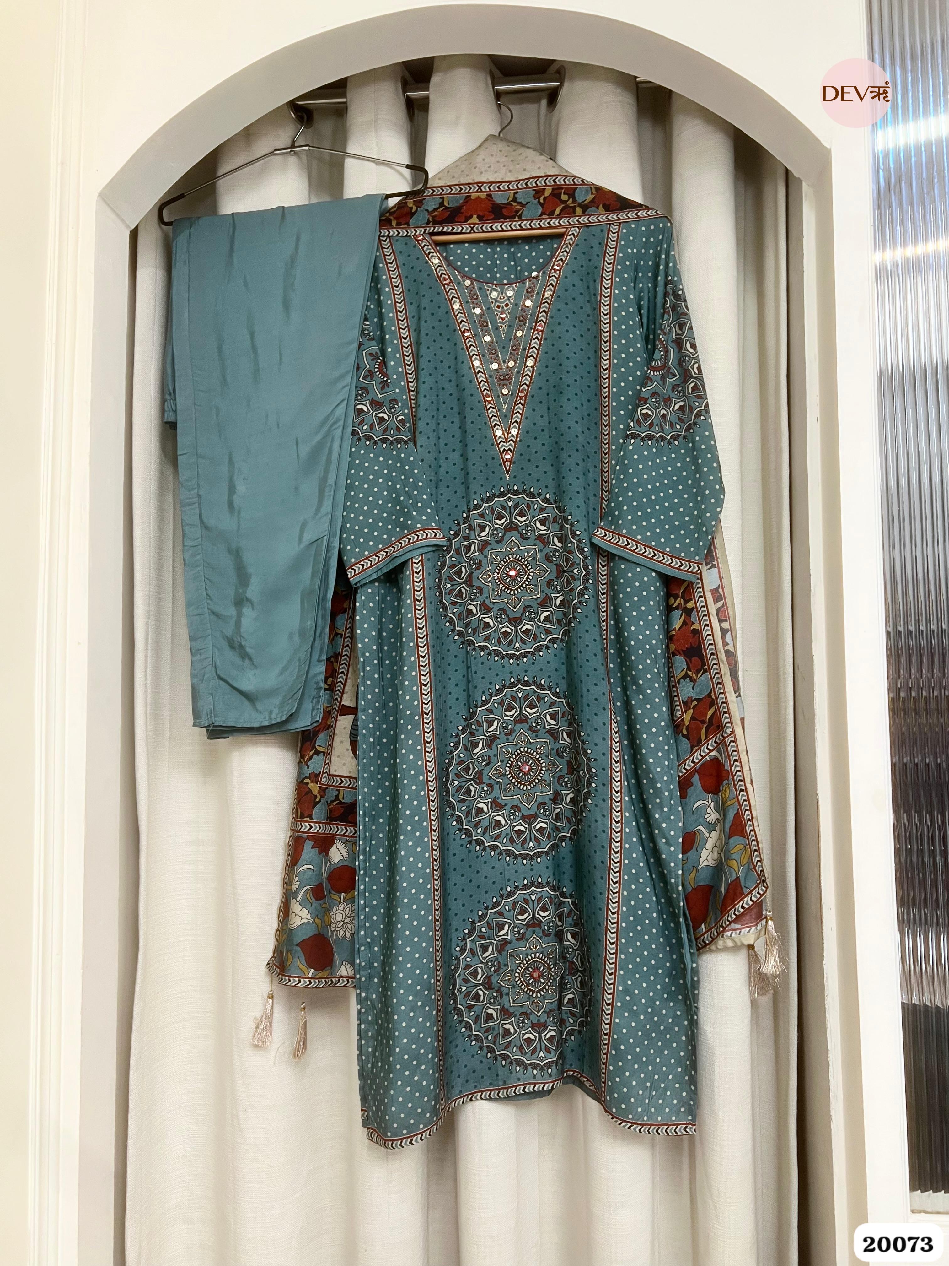Vanya Muslin Digital Printed Teal 3-Piece  D.No 20073
