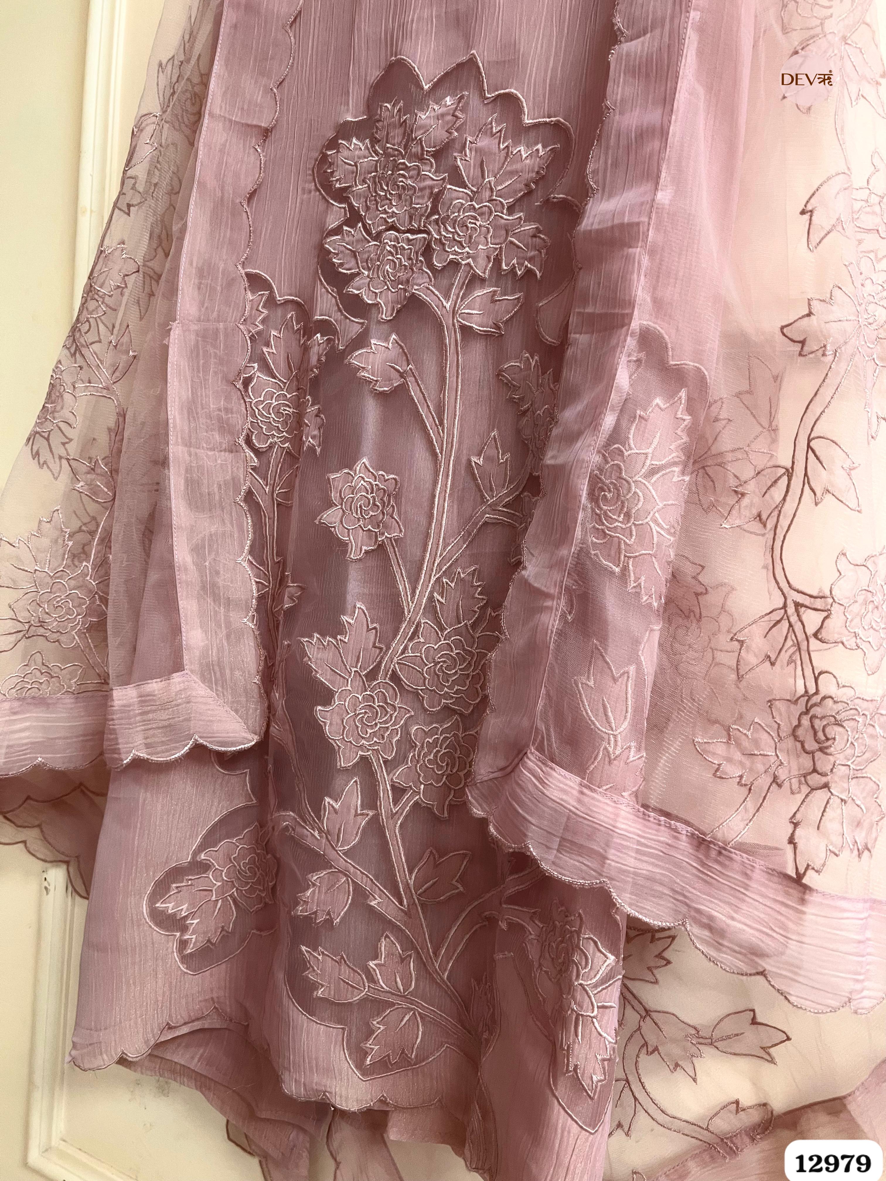 Mauve Tissue Crush Embroidered Unstitched 3-Piece Suit (Devri – D.No 12979)