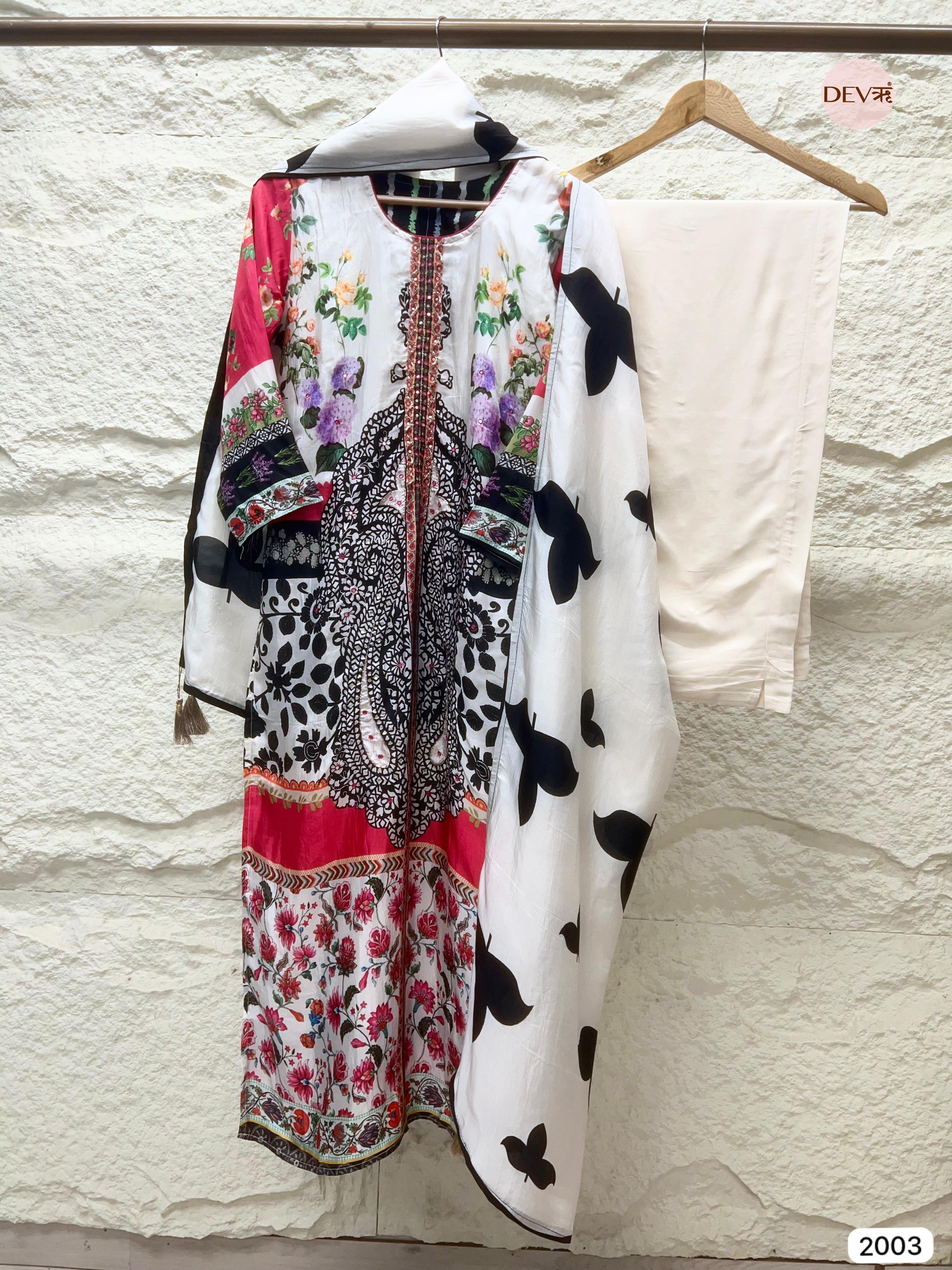 Amaira Pure Muslin Printed 3-Piece Set (Devri – D.No 2003)