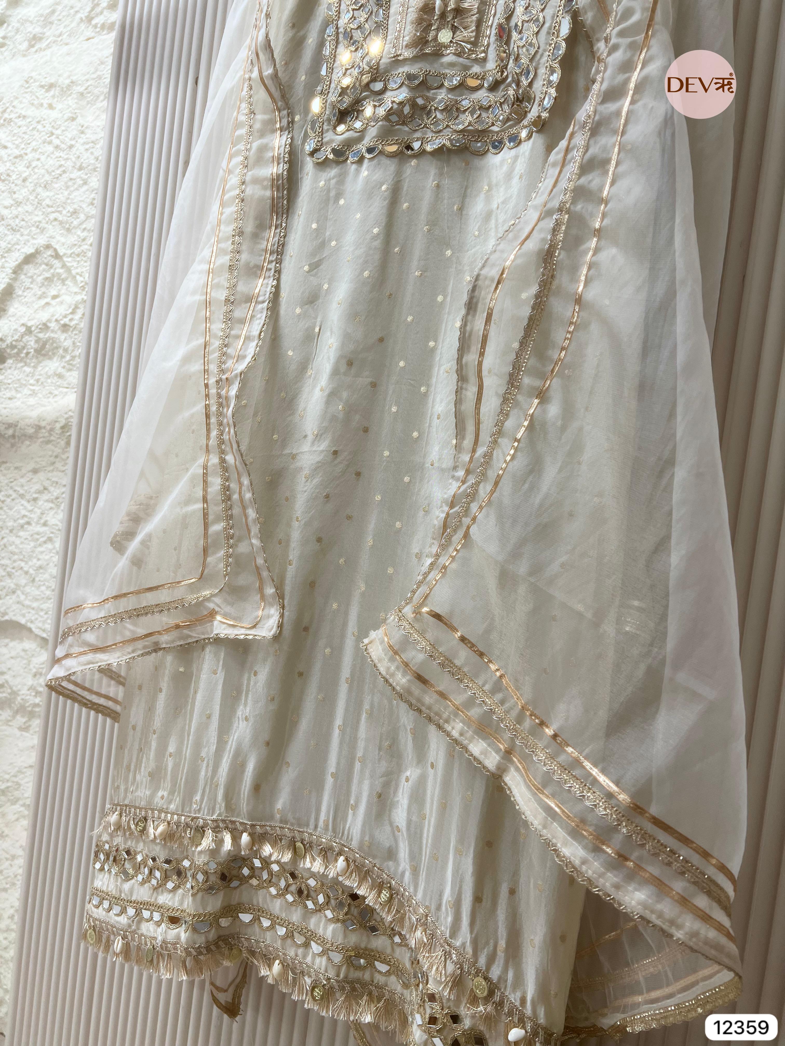 Ivory Shimmer Silk Embroidered Unstitched 3-Piece Suit (Devri – D.No 12359)