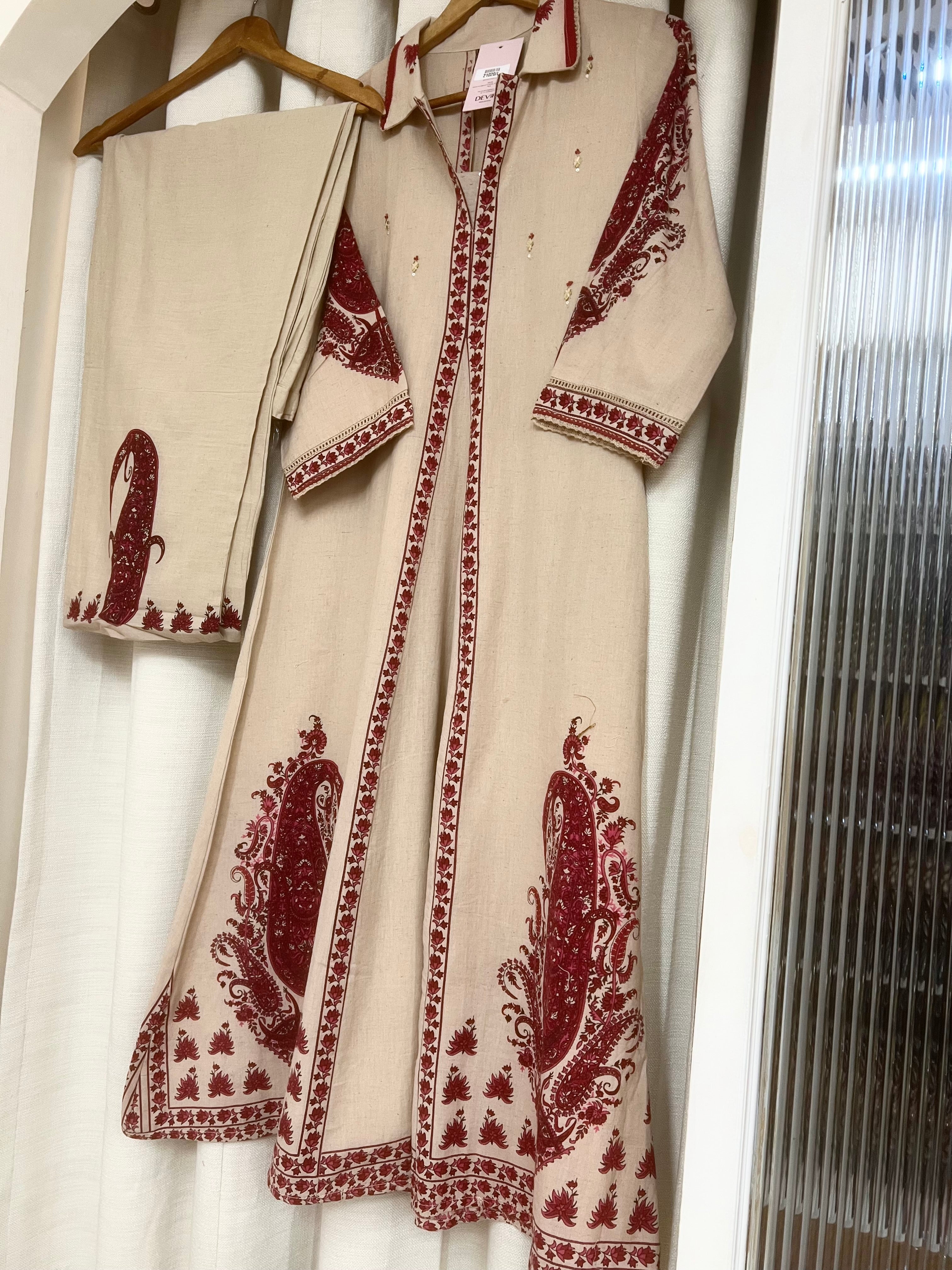 Meher Cotton Slub Printed Beige 2-Piece Set (Devri – D.No 21020)