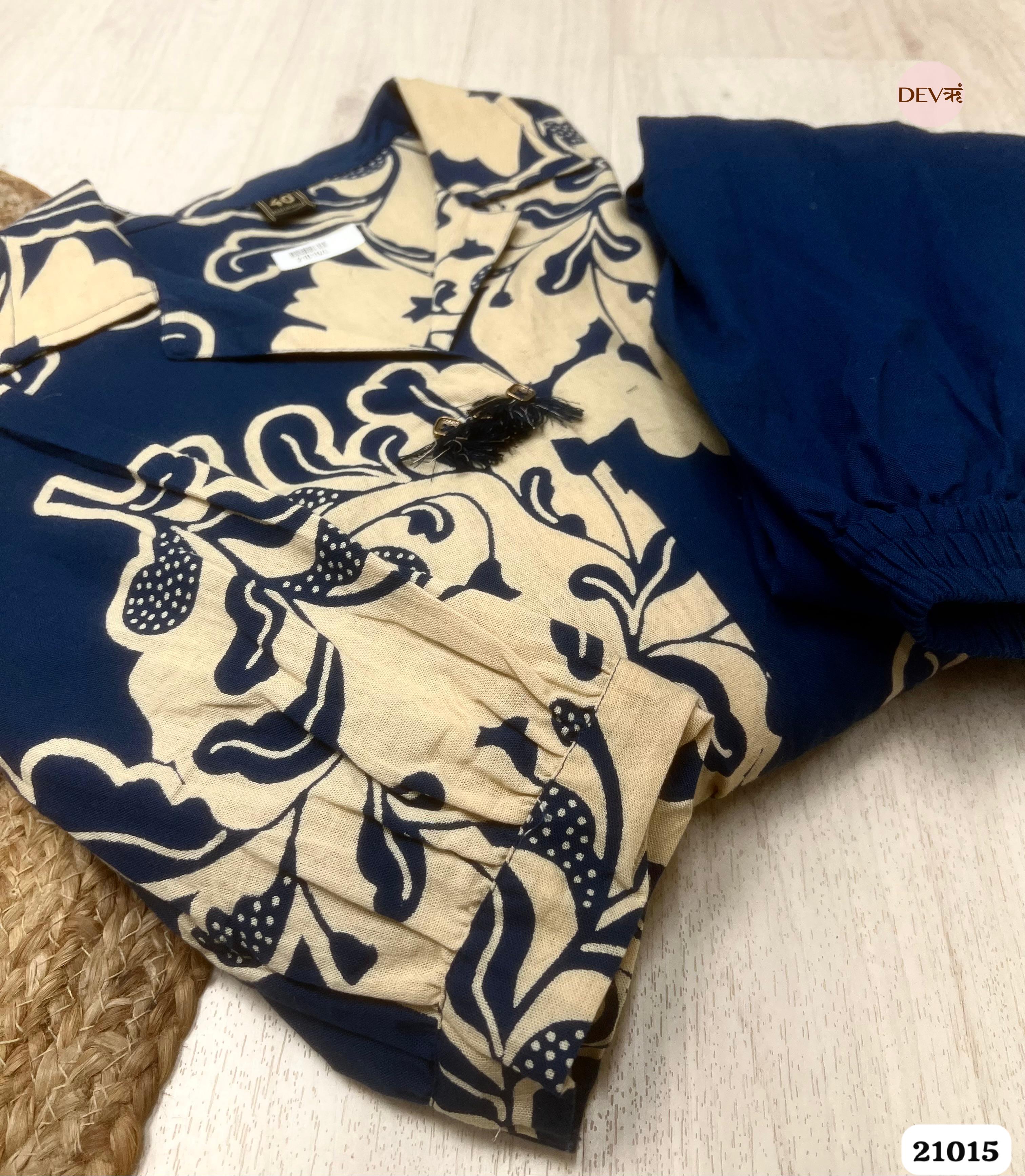 Neelambari Cotton slub Printed Blue 2-Piece Set (Devri – D.No 21015)