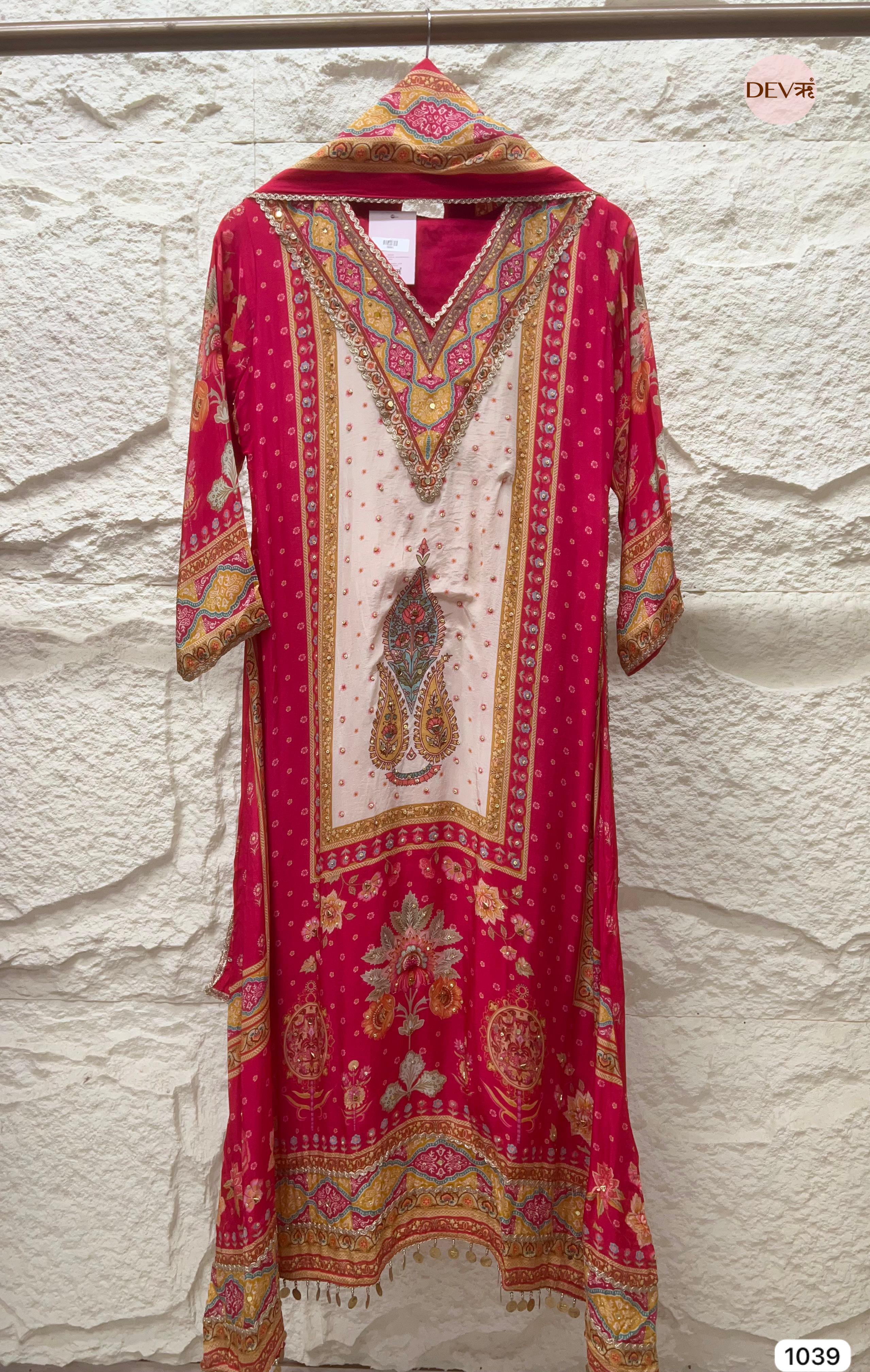 Crimson Bloom Crepe 3-Piece Set {1039}