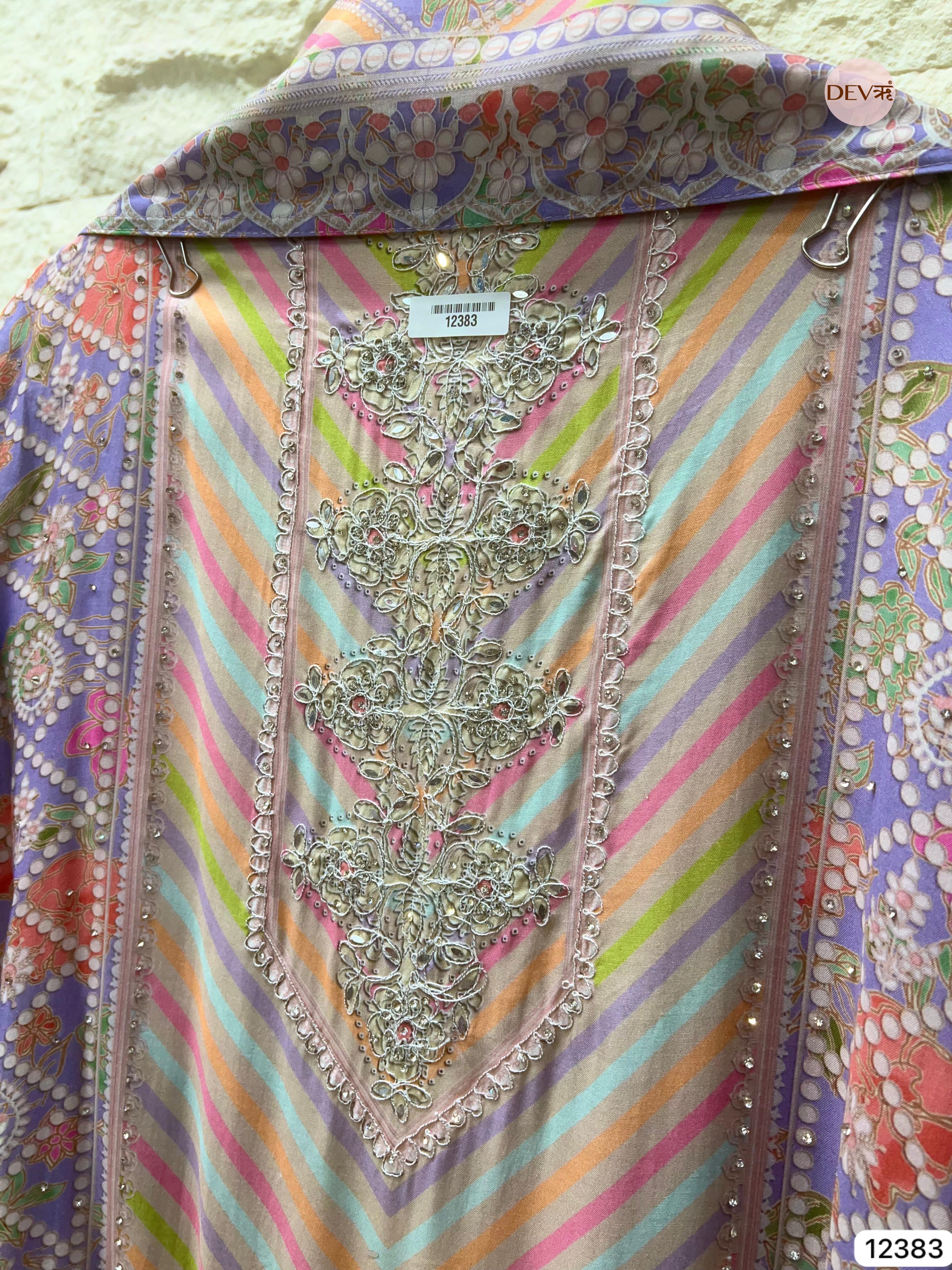 Multicolour Muslin Printed Unstitched 3-Piece Suit (Devri – D.No 12383)