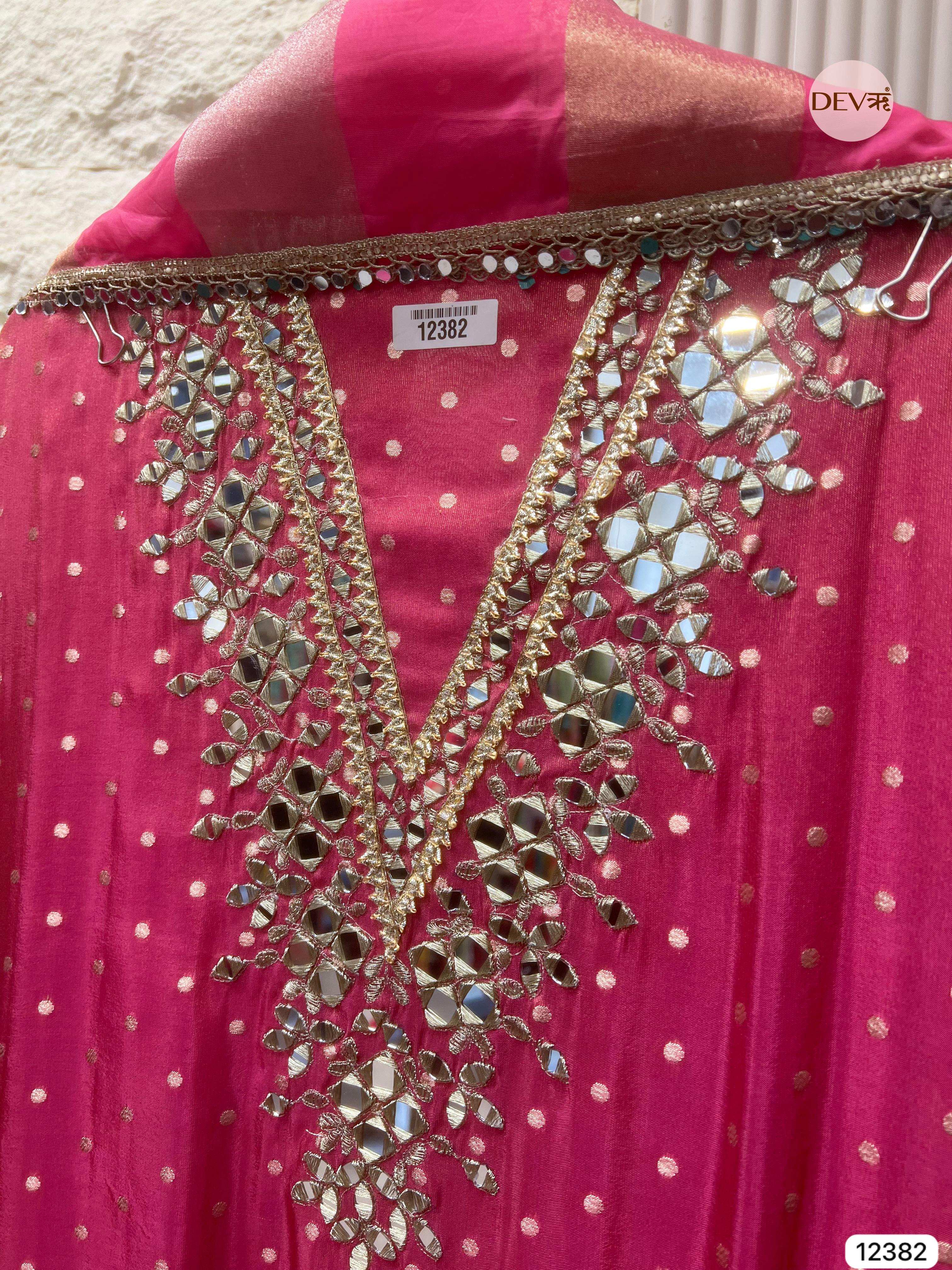 Pink Tissue Silk Embroidered Unstitched 3-Piece Suit (Devri – D.No 12382)