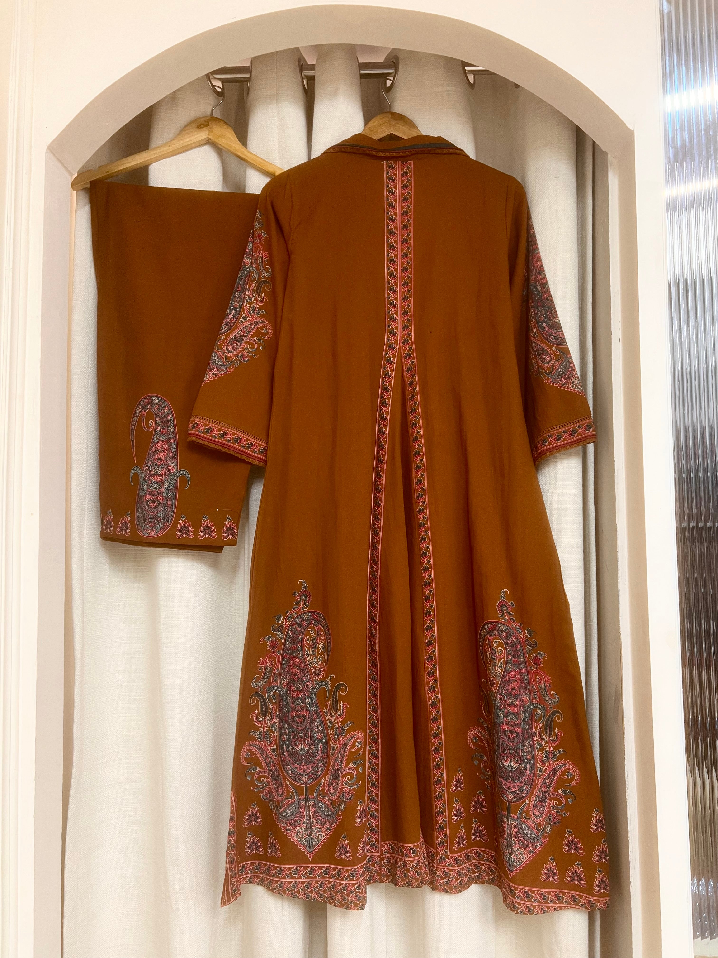 Zarmin Cotton Slub Printed Rust 2-Piece Set (Devri – D.No 21022)