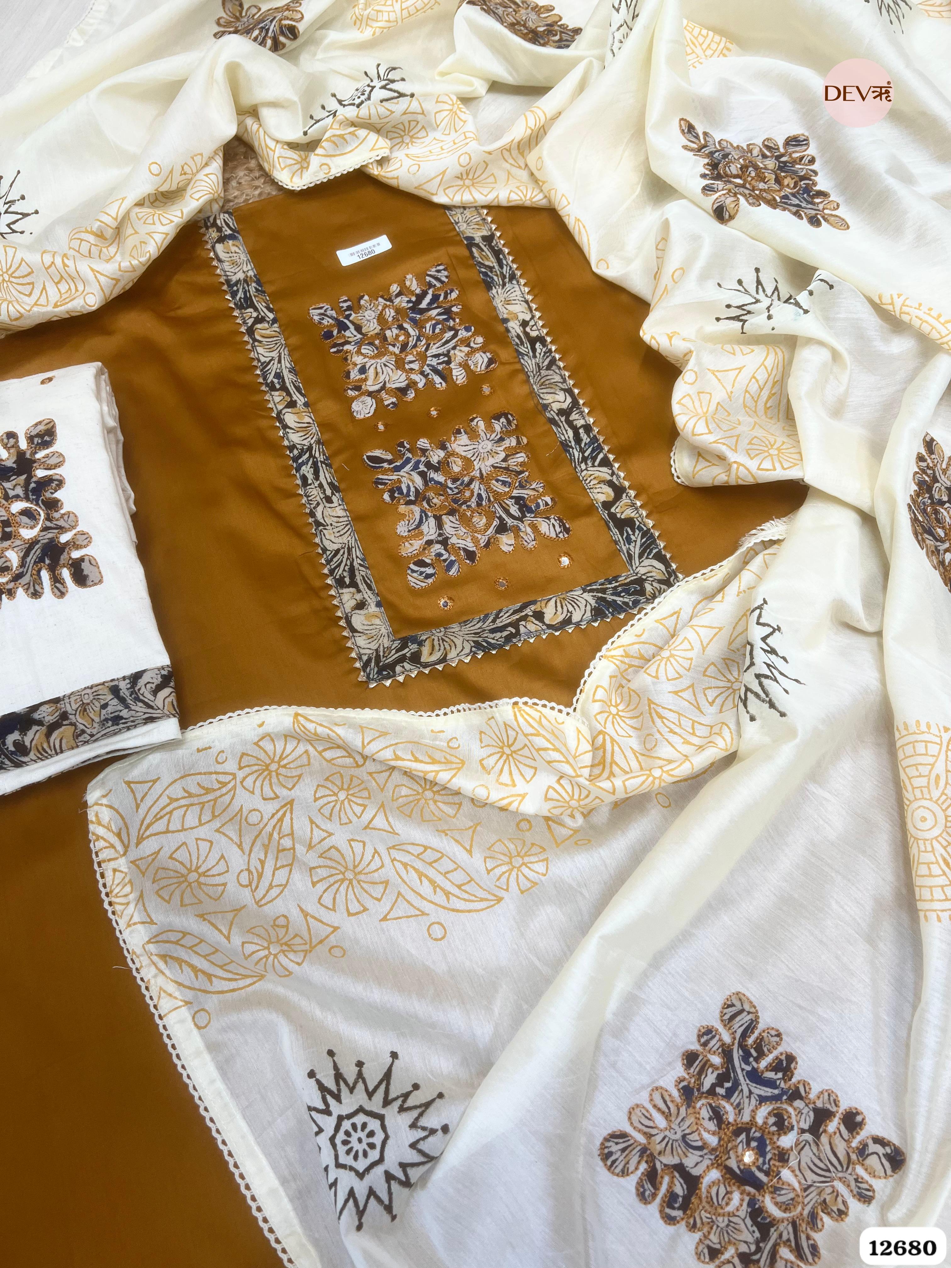 Mustard Jam Cotton Embroidered Unstitched 3-Piece Suit (Devri – D.No 12680)