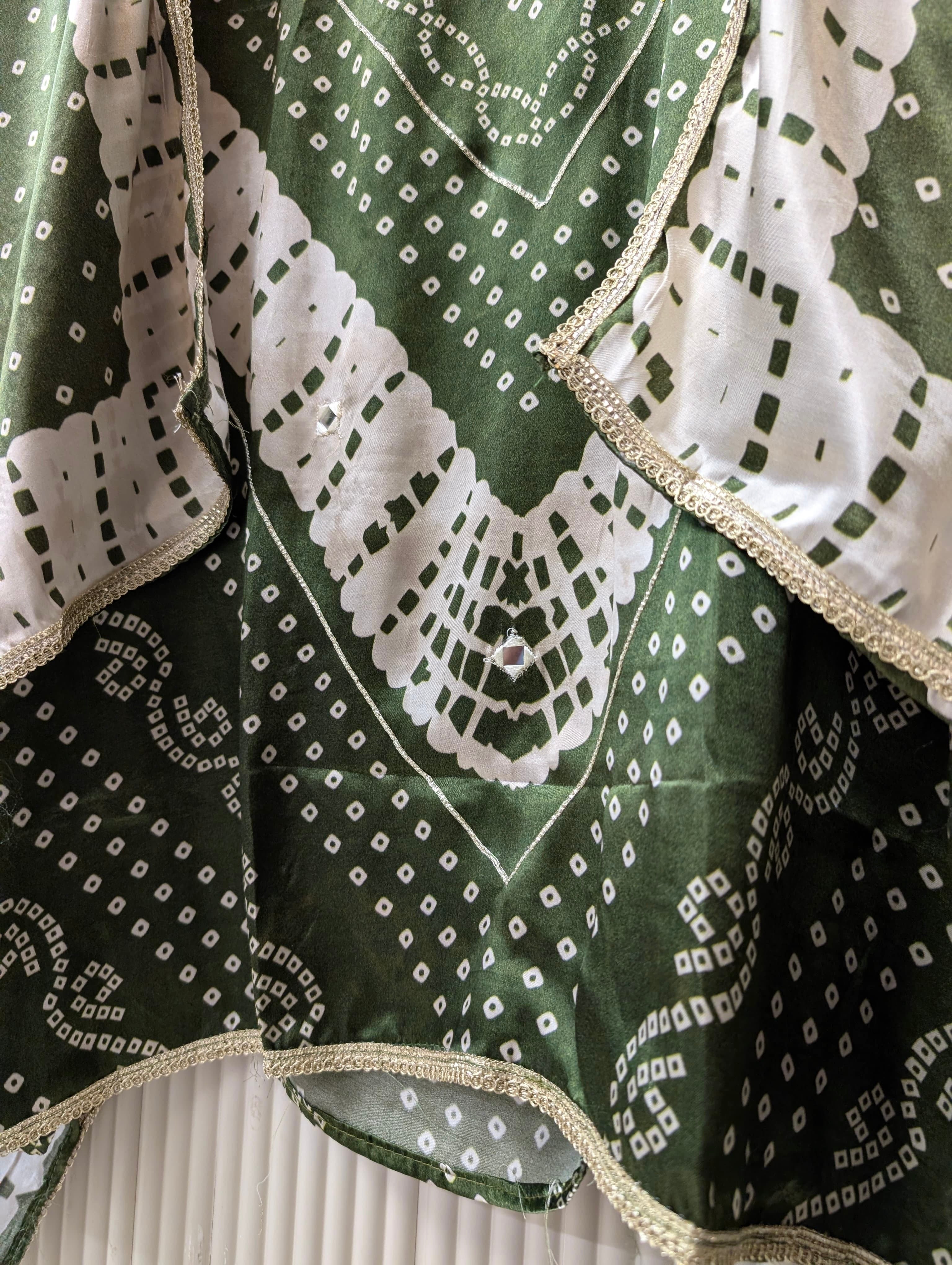 Olive Gajji Silk Printed Unstitched 3-Piece Suit (Devri – D.No 13729)