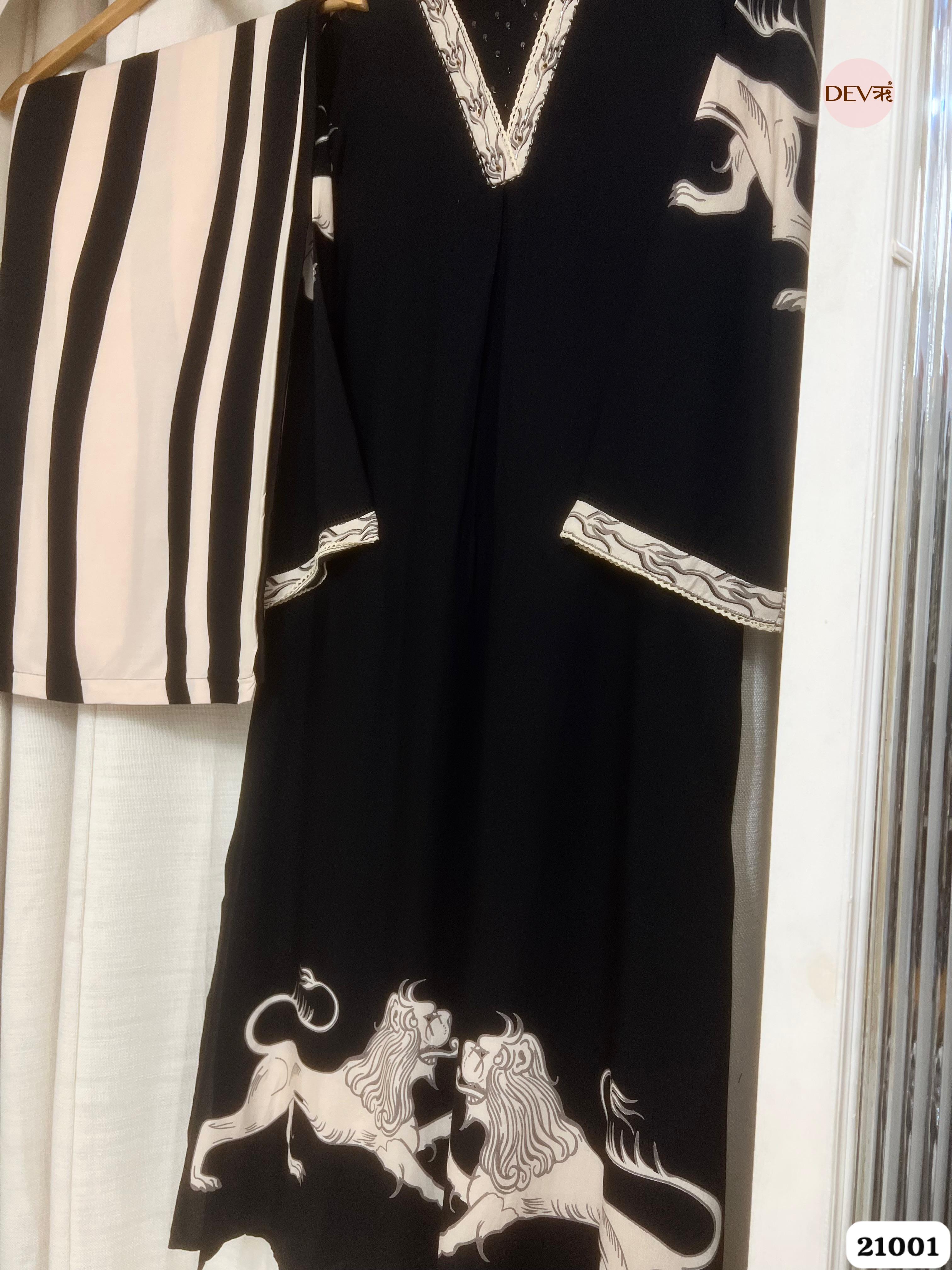 Ananya Cotton Printed Black 2-Piece Set (Devri – D.No 21001)