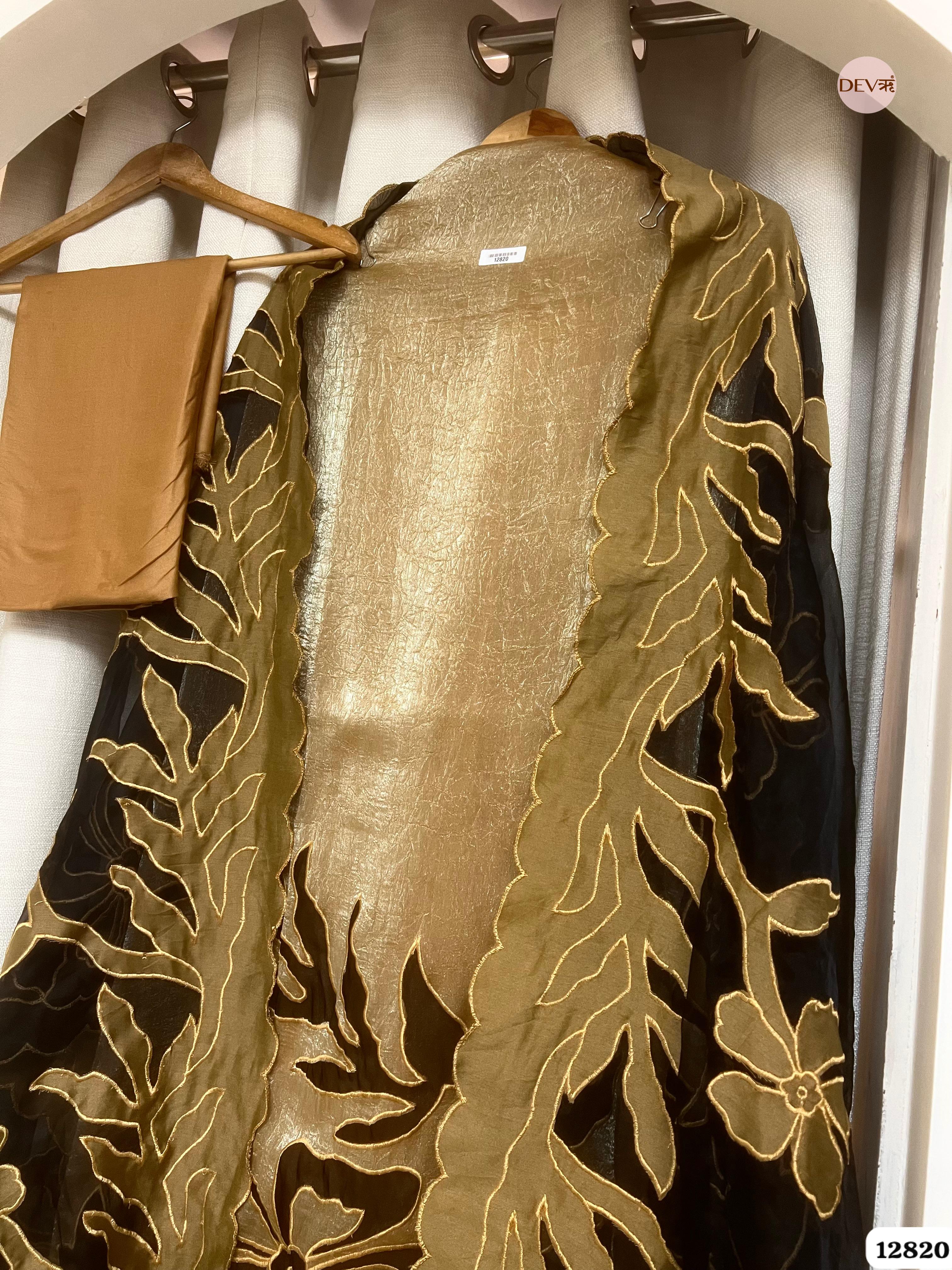 Beige Crush Tissue Silk Embroidered Unstitched 3-Piece Suit (Devri – D.No 12820)